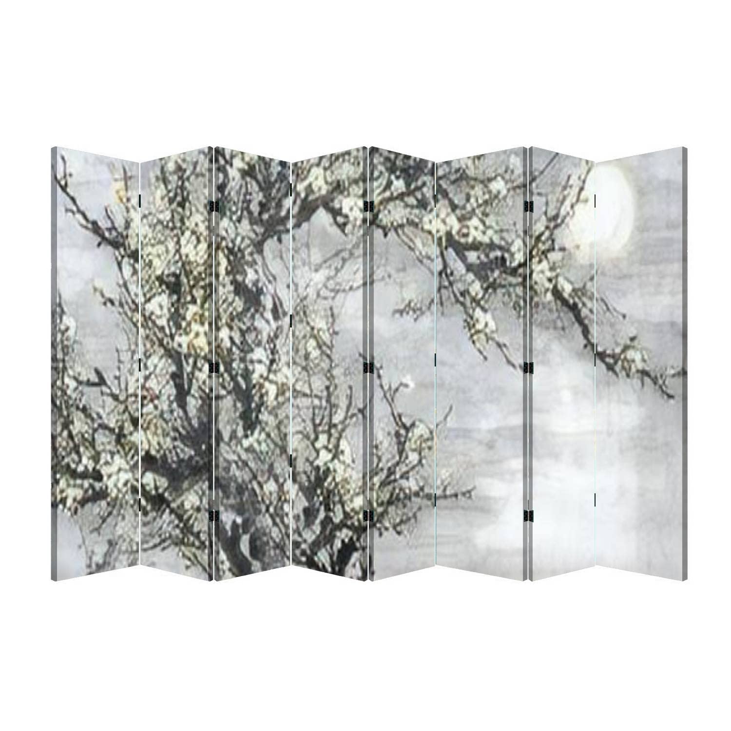 GISGBJW Freestanding Room Divider - Plum Blossom Chinese Painting Canvas Privacy Screen, Foldable Panel Partition Wall (8 Panels) for Home, Office & Event Spaces | Decorative Room Separator for Living Room, Bedroom & Commercial Use