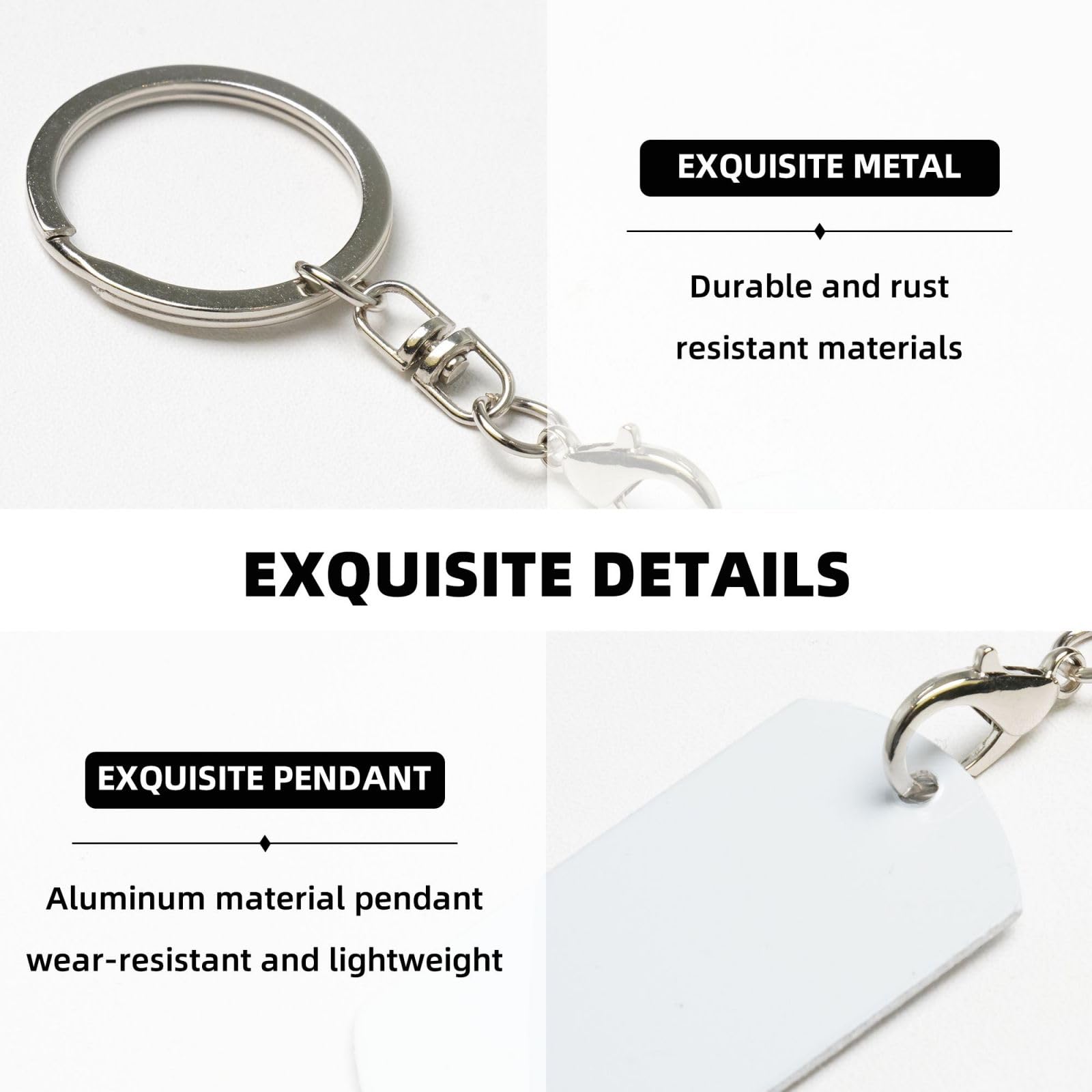 KOSPOGO Ohio Flag Keychain - Aluminum Car Key Chain for Men & Women, Perfect Gift for Purse & Bag Accessories - White, One Size