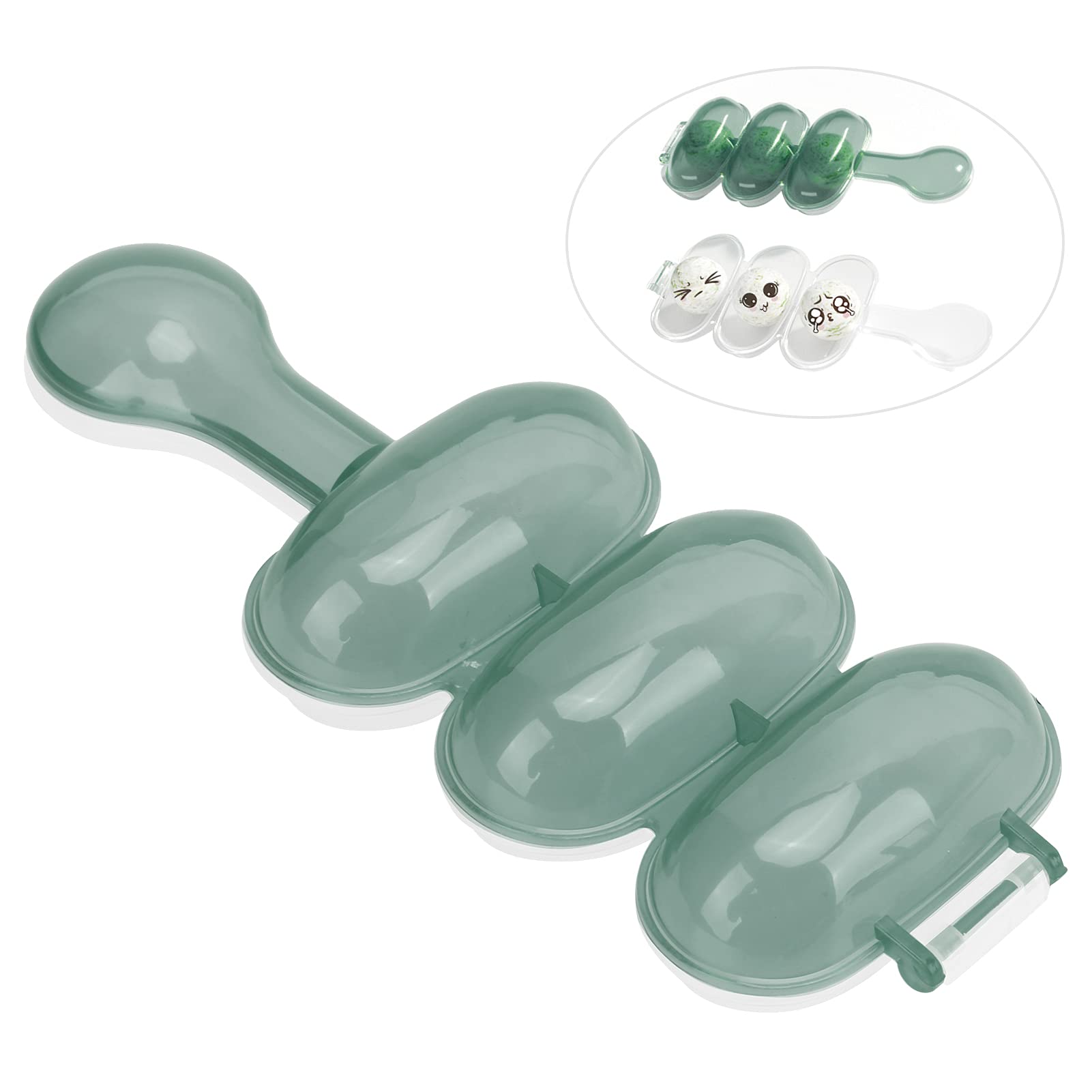 Rice Ball Maker Shake - DIY Sushi Rice Ball Mold for Bento, Onigiri & Lunch Box Decorations - Kitchen Gadget for Easy Homemade Meals (Green) - Perfect for Kids' Lunches, Picnics & Party Snacks