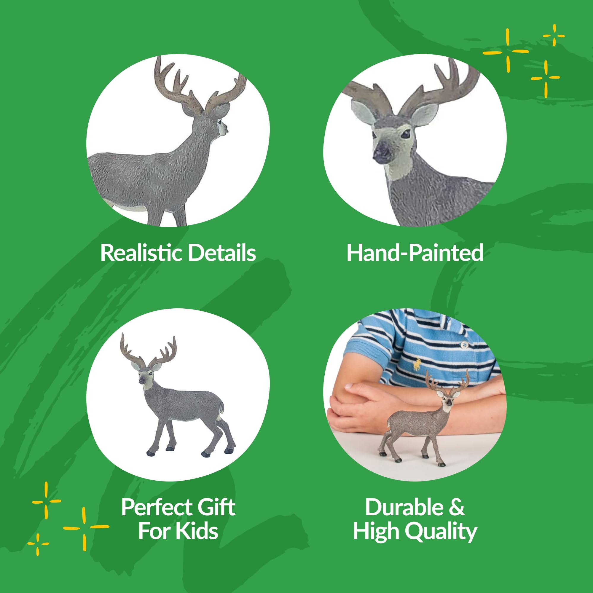 Big Country Toys - Realistic 1:20 Scale Mule Deer Hunting Figurine - Hand-Painted Plastic Wild Animal Model for Collectors & Outdoor Enthusiasts - Perfect for Hunting Scenes, Wildlife Displays & Educational Purposes
