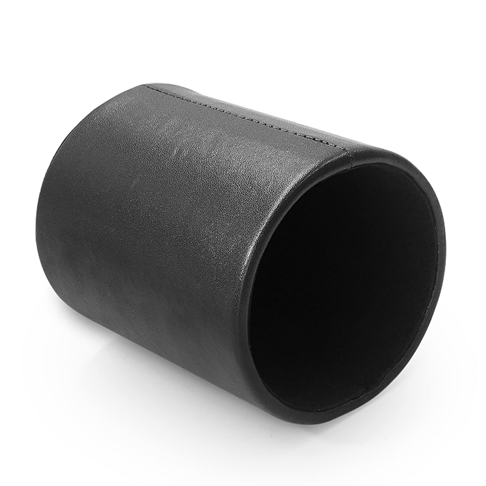 Premium Leather Pen Holder for Desk - Elegant Round Black Pencil Cup Organizer | Perfect for Office, Home Study & Gift Giving