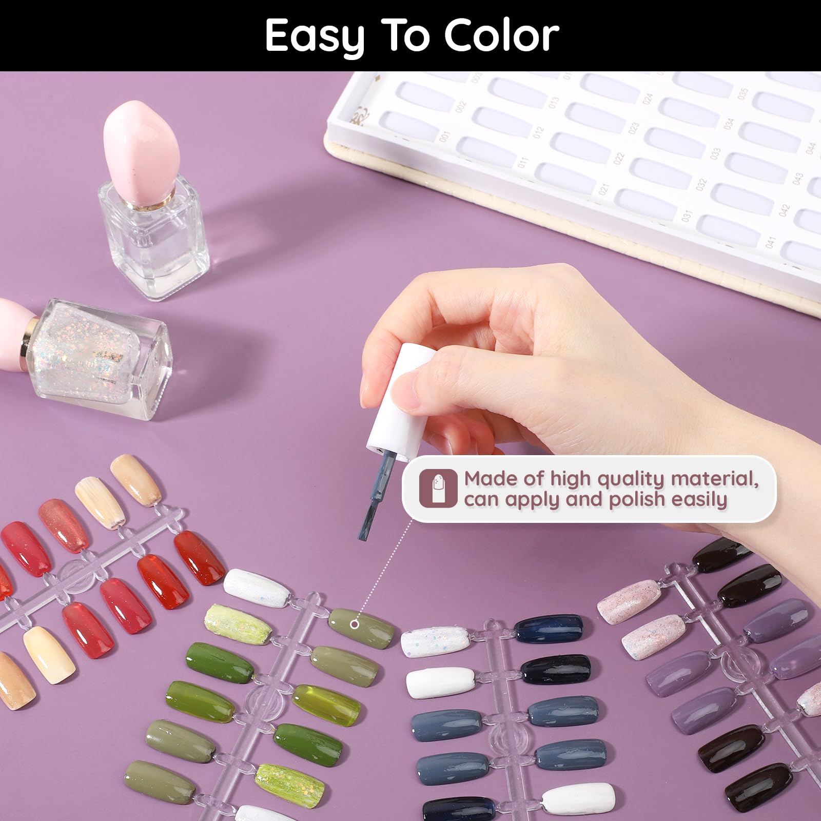 Segbeauty 720pcs Clear False Nail Tips - Flat Square Fake Nail Art Tips for Nail Polish Display & Practice | Professional Nail Color Swatch Organizer for Salons, DIY Manicures & Nail Art Training