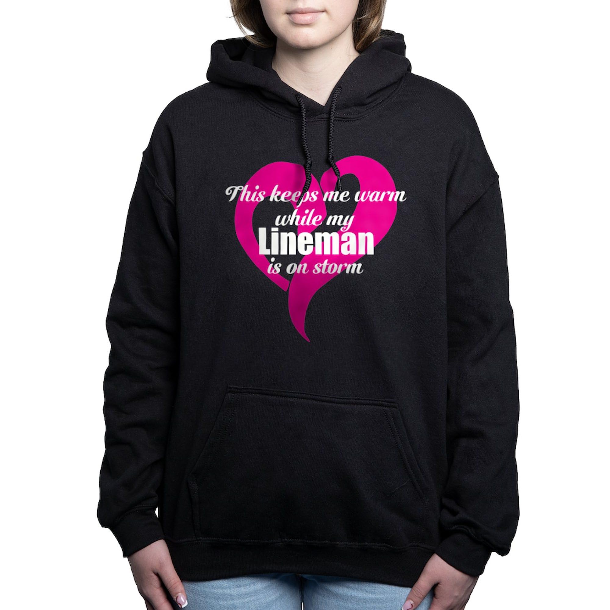 Dark Lineman On Storm Women's Pullover Hoodie - Soft Cotton Hooded Sweatshirt for Outdoor Work & Storm Chasing - Perfect for Electricians & Utility Workers