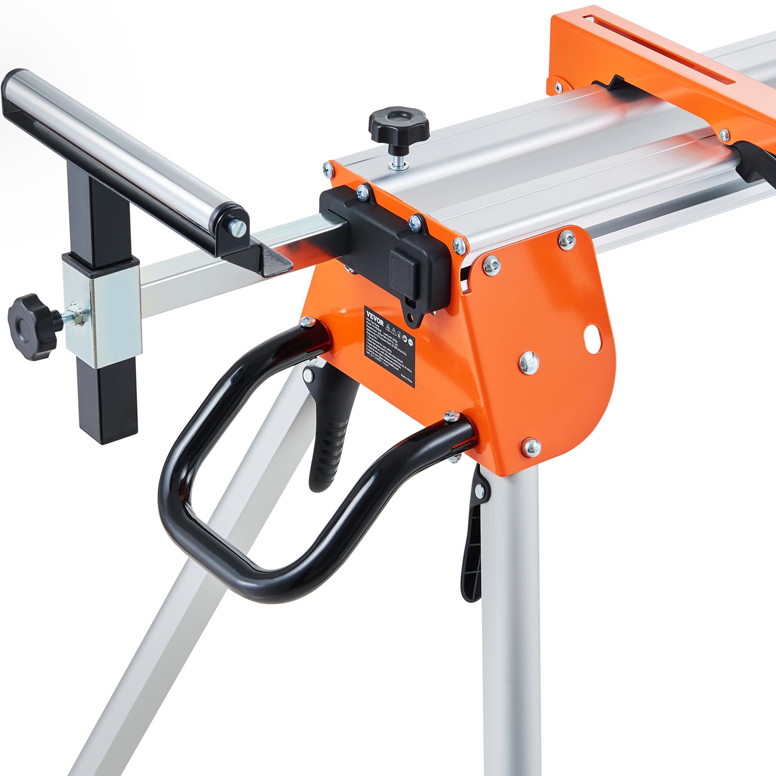 VEVOR 100-Inch Heavy Duty Folding Miter Saw Stand with Sliding Rail - Collapsible Rolling Stand with One-Piece Mounting Brackets, Clamps & Rollers - 500lbs Capacity - Perfect for Woodworking, Construction Sites & DIY Projects