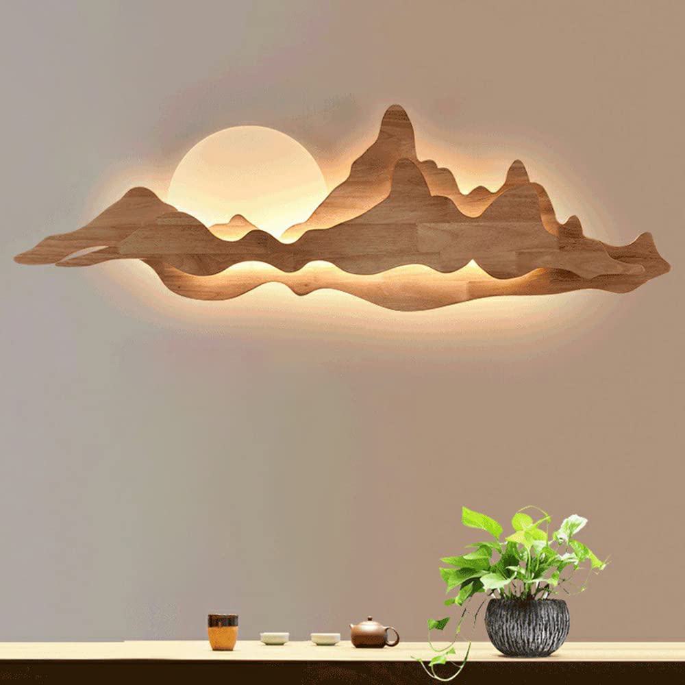 LITFAD Asian Style Sunrise Mountain LED Wall Sconce - 47.5