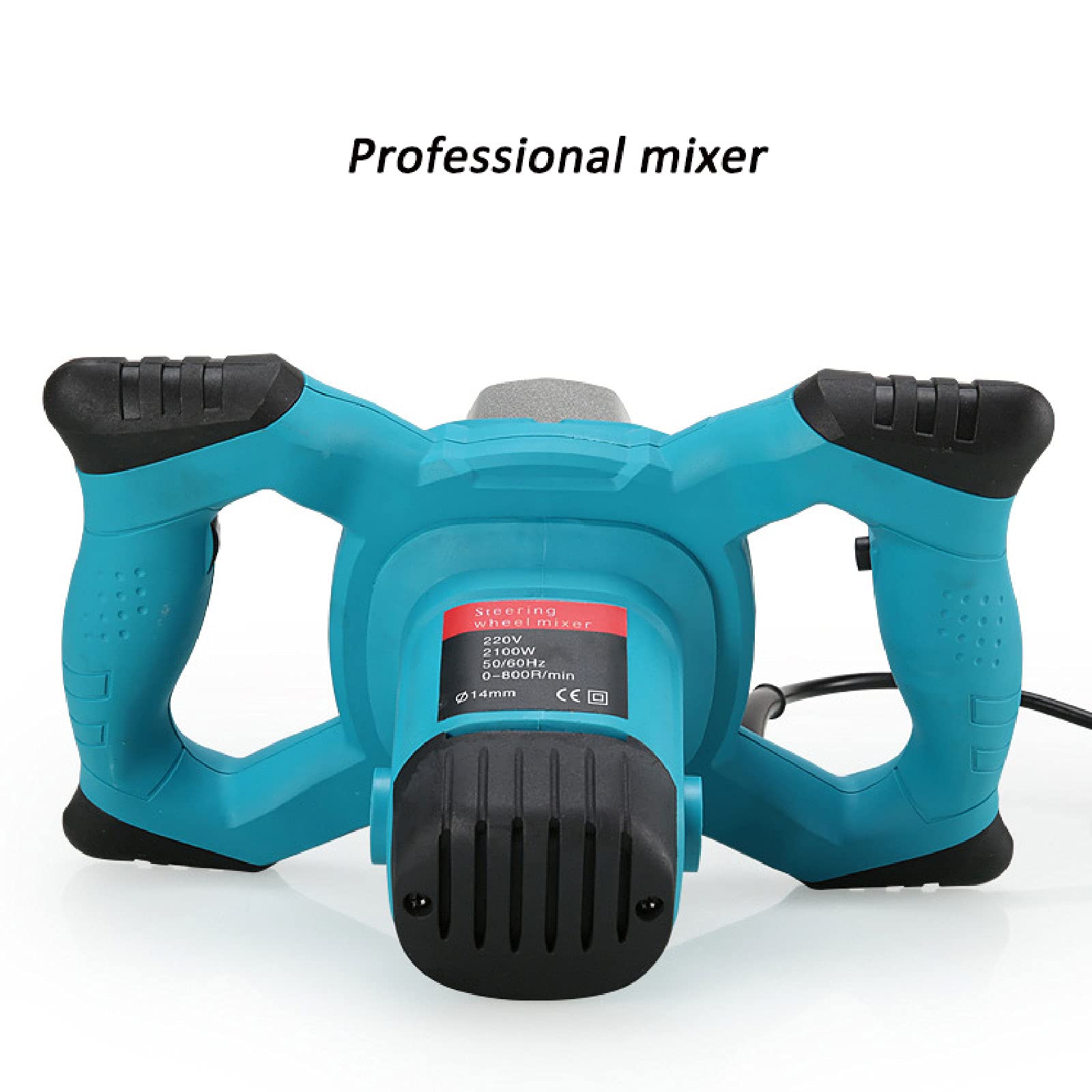 2100W Electric Paddle Mixer with Safety Switch - M14 Pole 60cm Handheld Cement Stirrer for Plaster, Paint, Mortar & Glue Mixing - Blue 220V - Perfect for DIY Home Renovation & Construction Projects