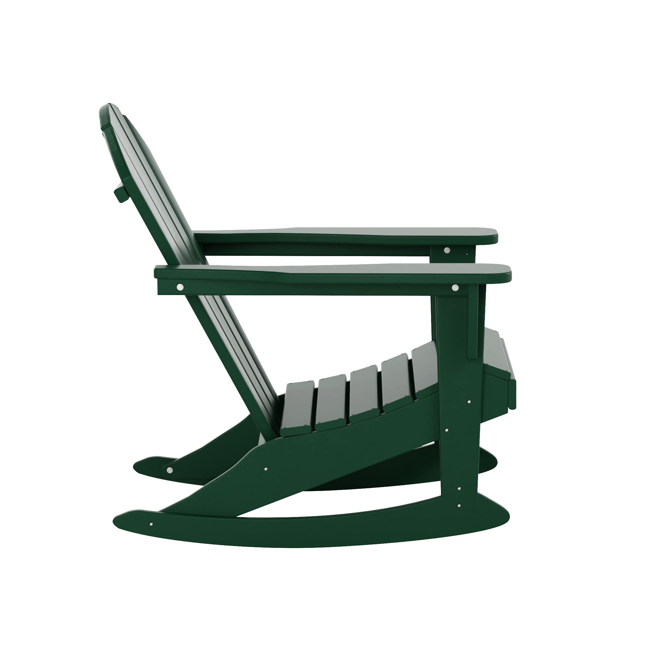 WestinTrends Malibu 3-Piece Outdoor Rocking Chair Set - All-Weather Poly Lumber Patio Furniture, 2 Adirondack Rockers with Side Table in Dark Green - Perfect for Porch, Garden, Backyard Relaxation and Outdoor Entertaining