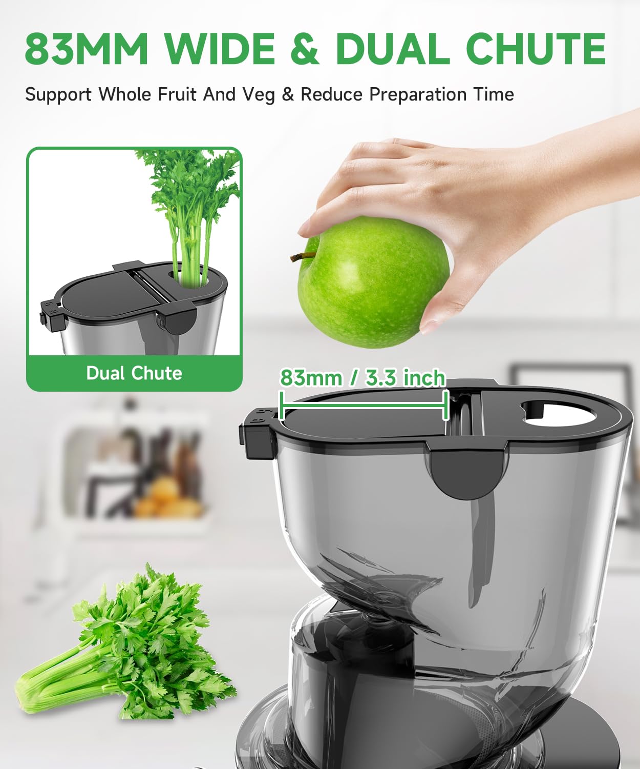 Premium Cold Press Juicer Machine - Slow Masticating Juicer with 3.3