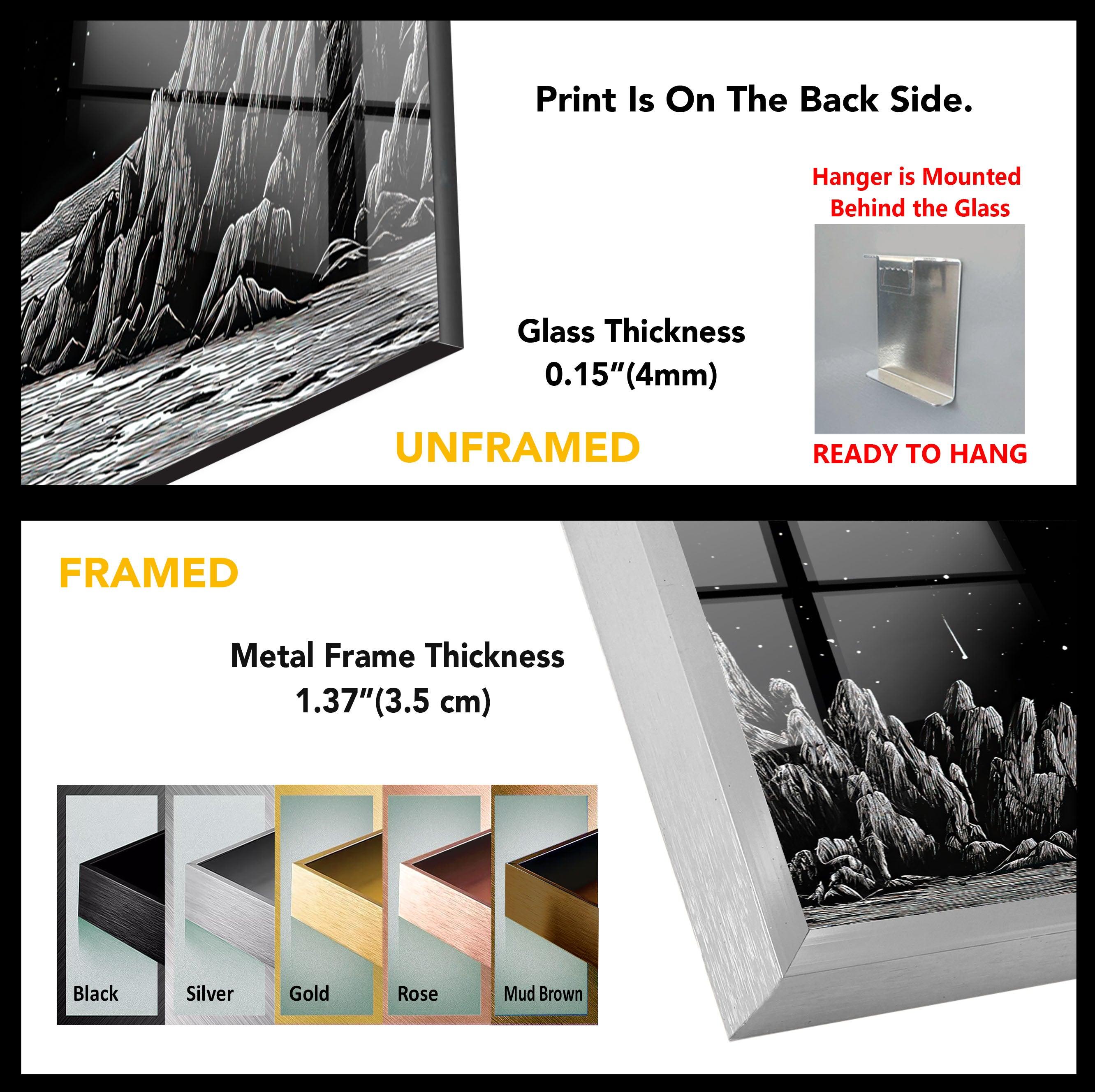 Black Moon Glass Wall Art - Handmade Modern Home Decor for Living Room, Bedroom & Office - Unique Glass Artwork for Stylish Interior Design