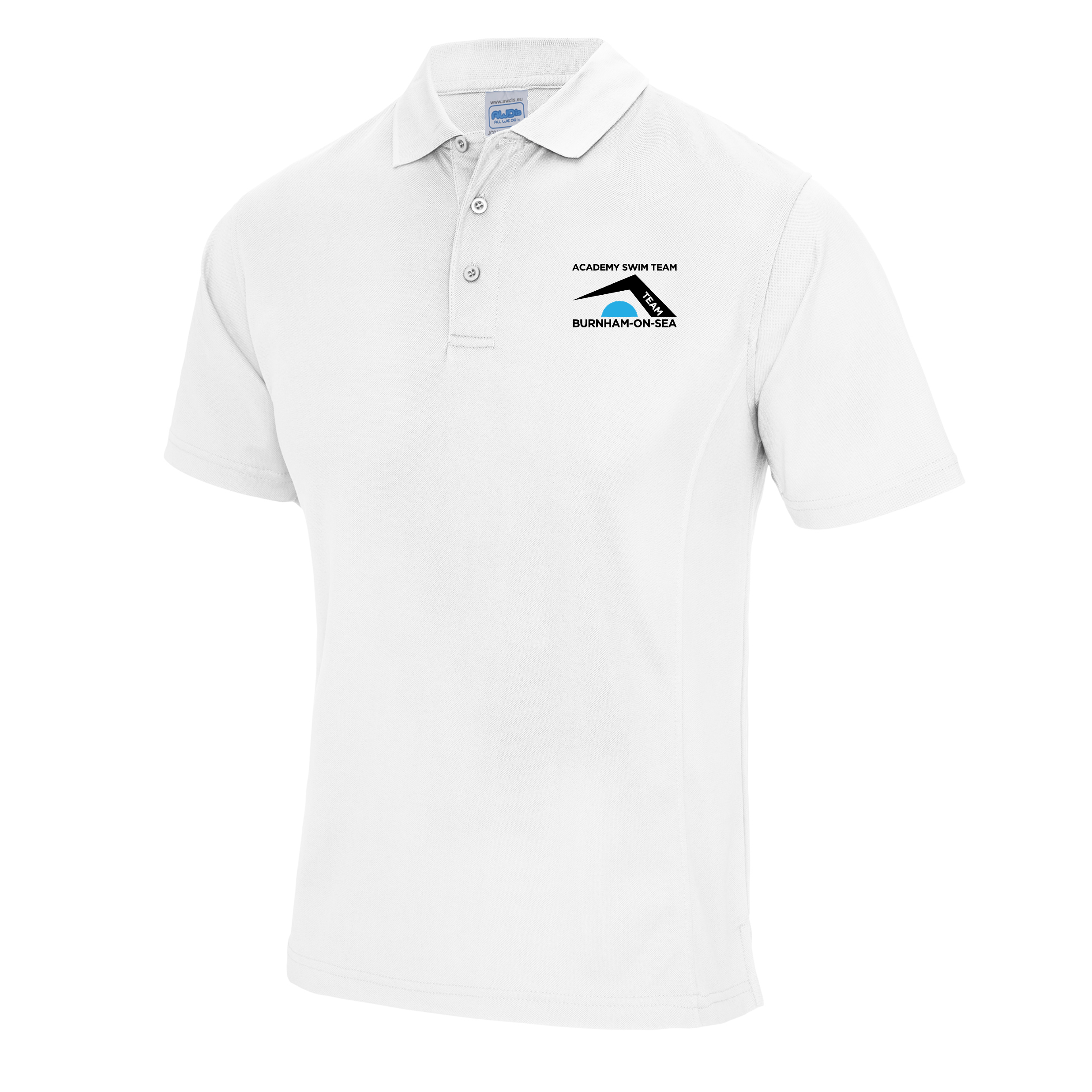 Burnham on Sea Academy Swim Team Polo Shirt - White - Comfortable Performance Wear for Swimming Practice & Team Events