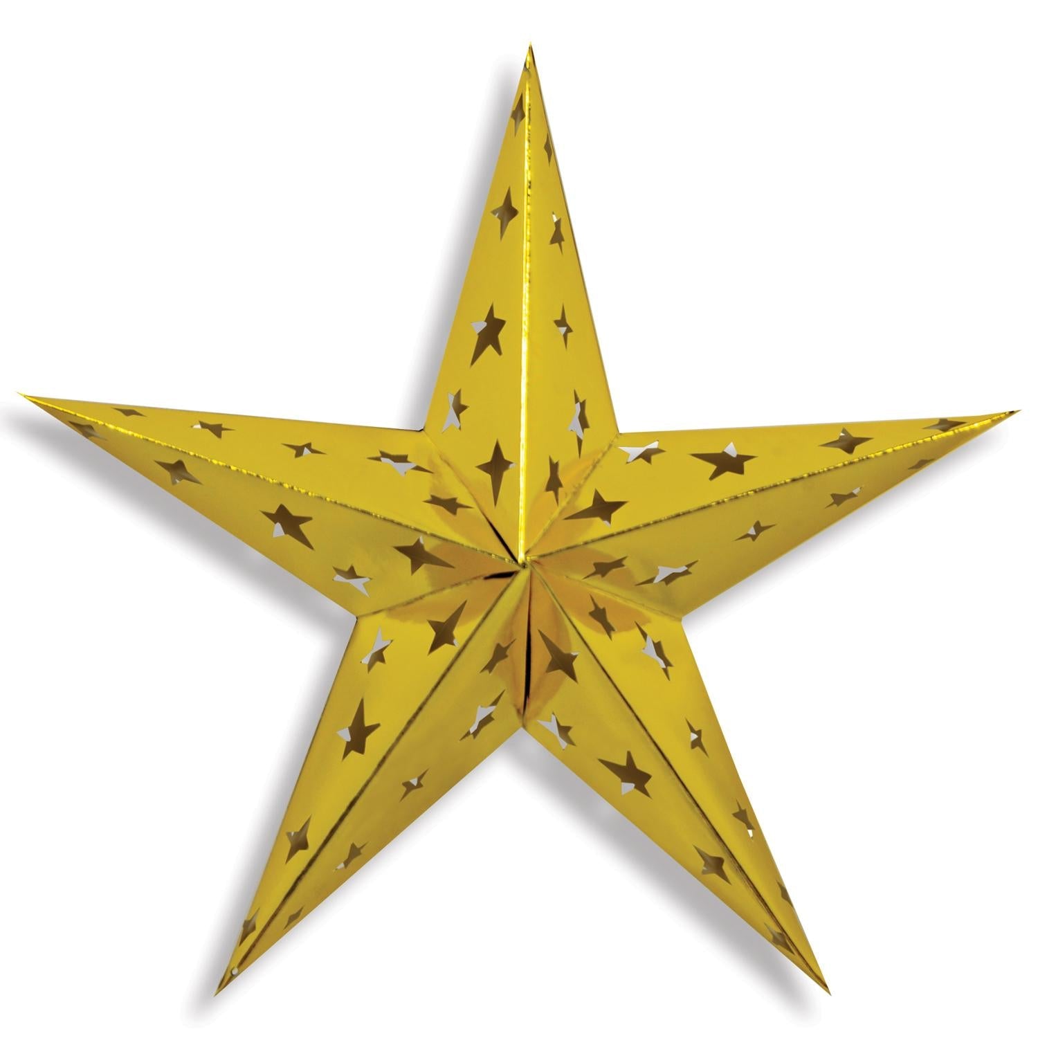 12 Pack Beistle 24 Inch Gold Dimensional Foil Party Stars - Perfect for Birthday Decorations, Christmas Parties, and Special Events