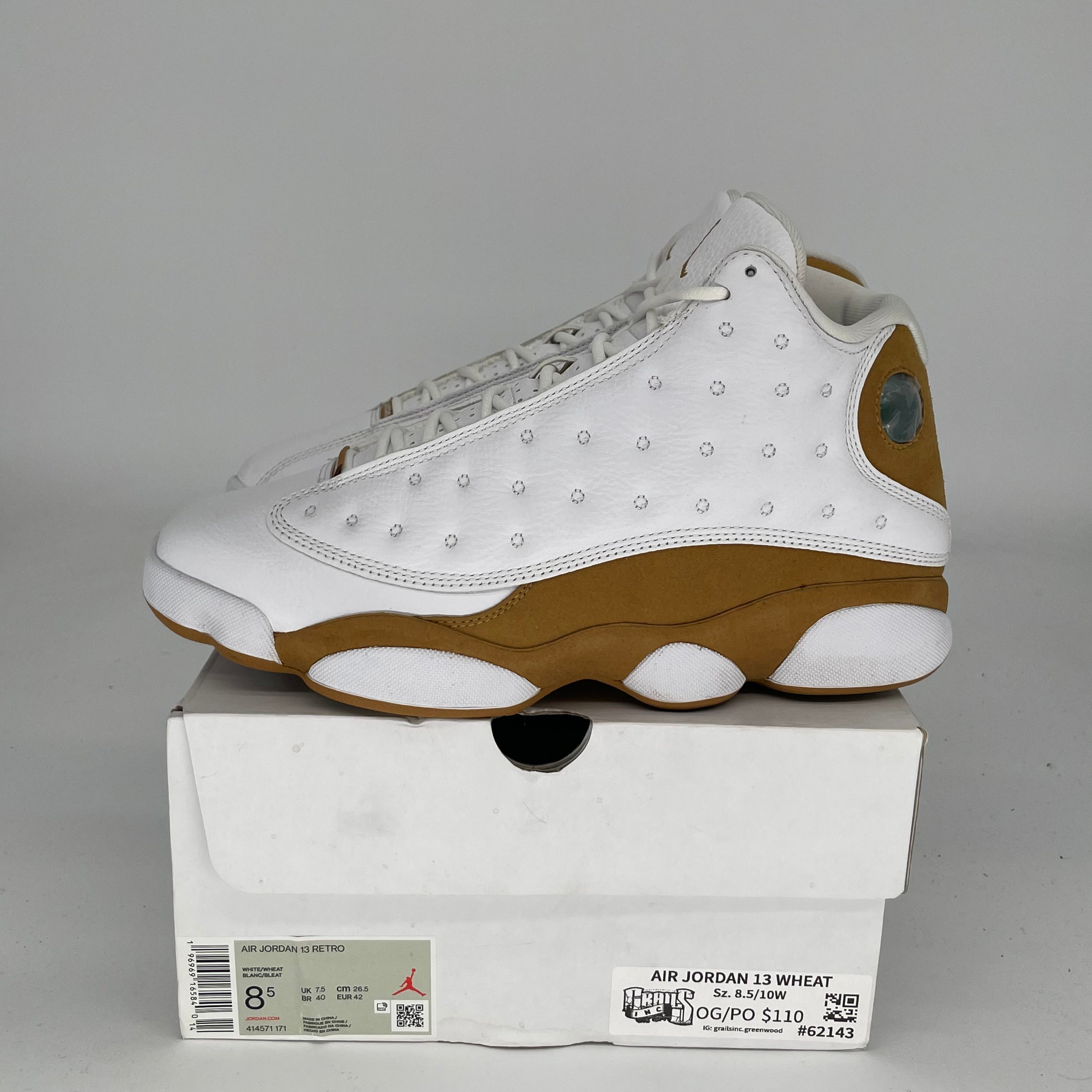 AIR JORDAN 13 Retro Wheat Sneakers - Men's Size 8.5 (414571-171) - Basketball Shoes for Casual Wear & Street Style