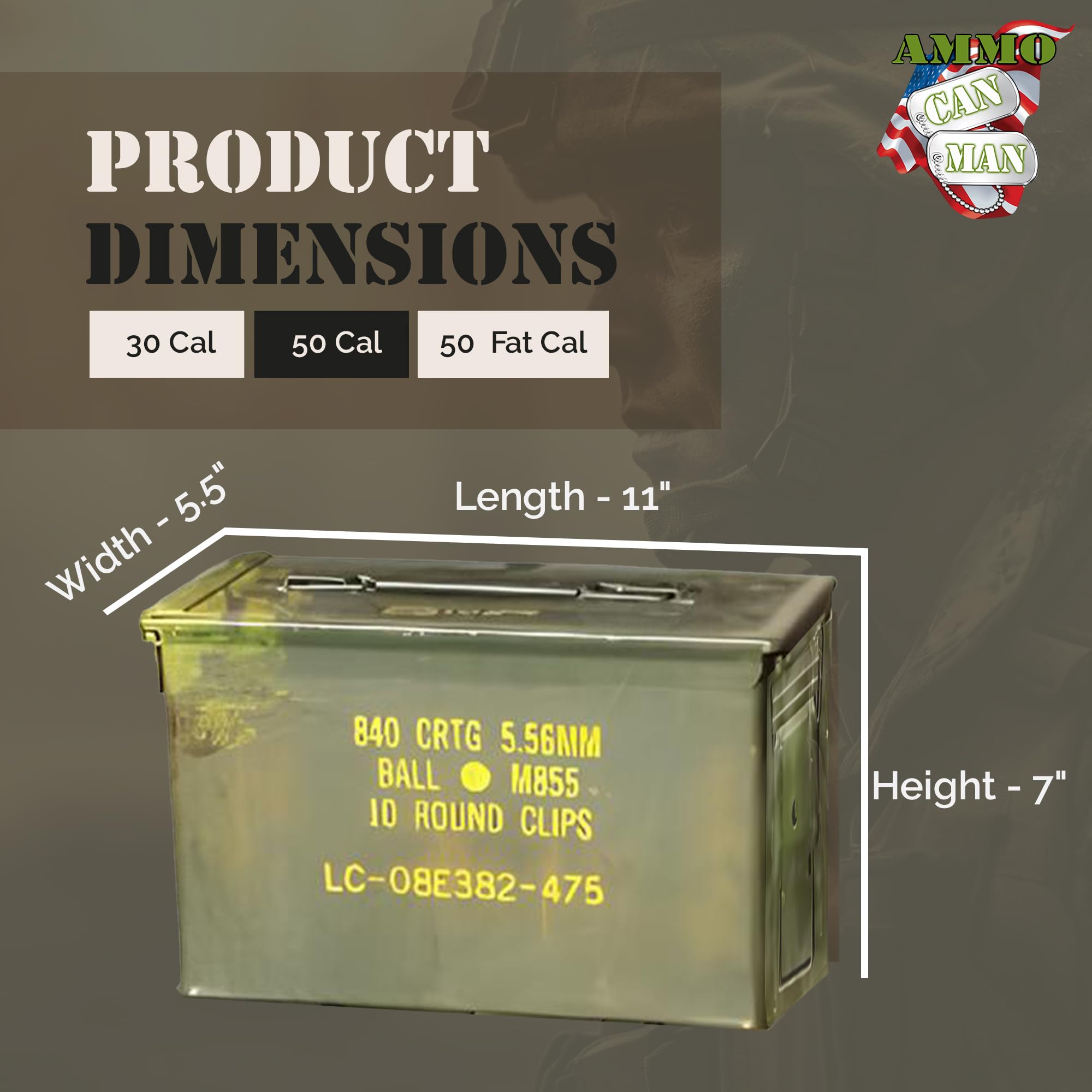 U.S. Military M2A1 50 Cal Ammo Can (10 Pack) - Waterproof Military Storage Containers for 5.56 Ammo & Tools - Grade 2 Surplus Army Ammo Box - Perfect for Gun Range, Hunting Gear Storage & Outdoor Equipment Organization