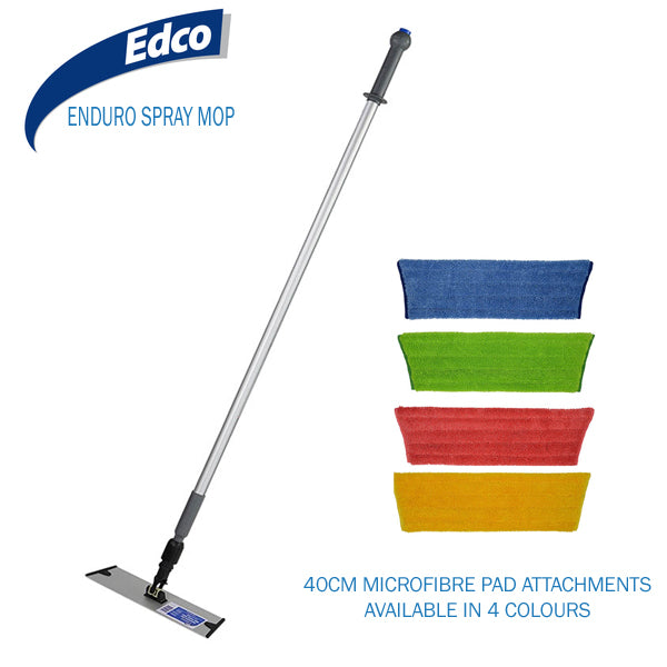 Edco Enduro Spray Mop System - Lightweight Floor Cleaner with Refillable Bottle & Washable Pads - Perfect for Hardwood, Tile & Laminate Floors - Ideal for Home, Kitchen & Office Cleaning