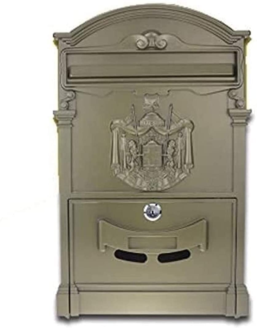 Vintage Wall Mounted Mailbox with Security Lock - Cast Aluminum Parcel Drop Box for Secure Package Delivery (Coffee) - Perfect for Homes, Apartments & Offices
