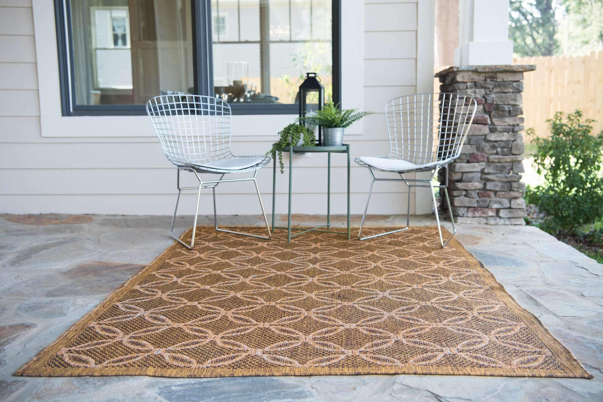 Unique Loom Outdoor Trellis Collection Area Rug - Spiral Design 8' x 11' 4