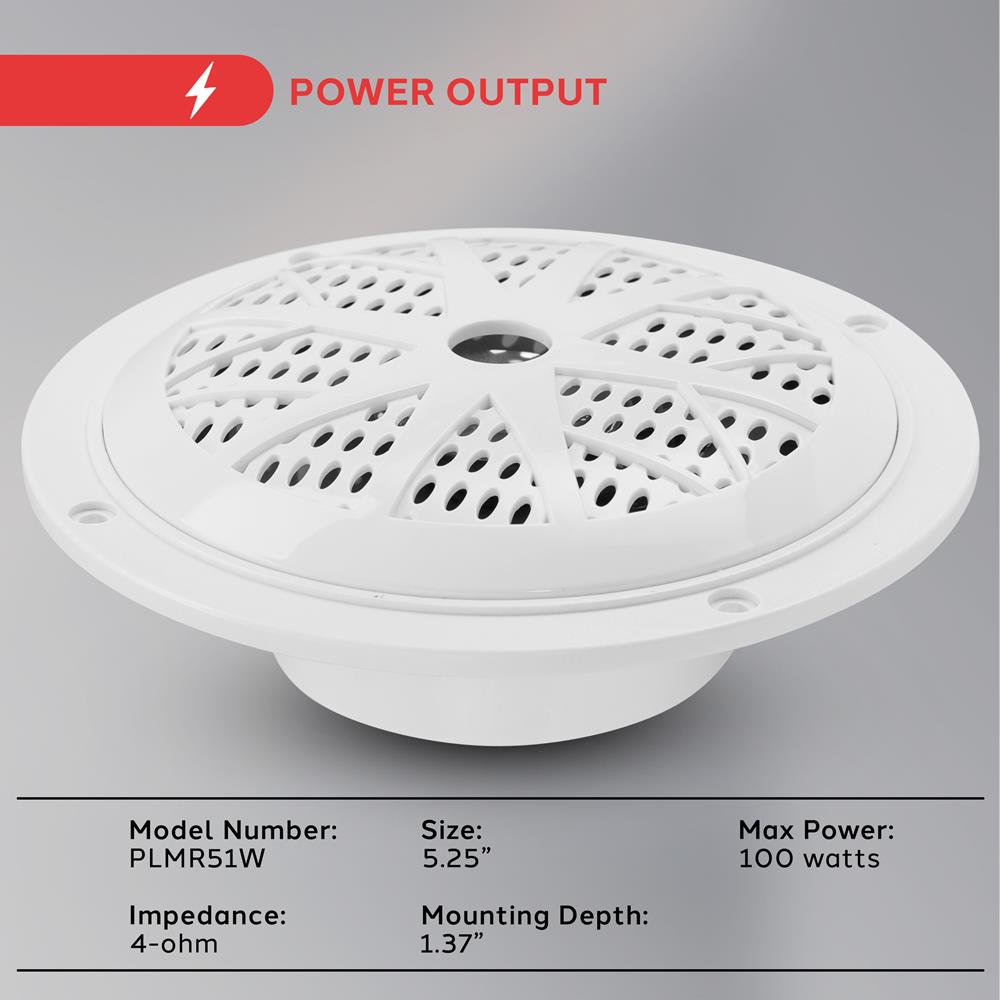 5.25 Inch Marine Component Speakers - Waterproof Boat Audio System for Outdoor, Boating, and Marine Use