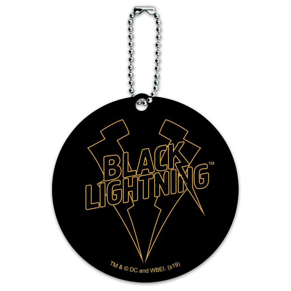 Black Lightning Logo Round Luggage ID Tag - Durable Suitcase Name Card for Carry-On Bags - Perfect for Travel Identification & Airport Security