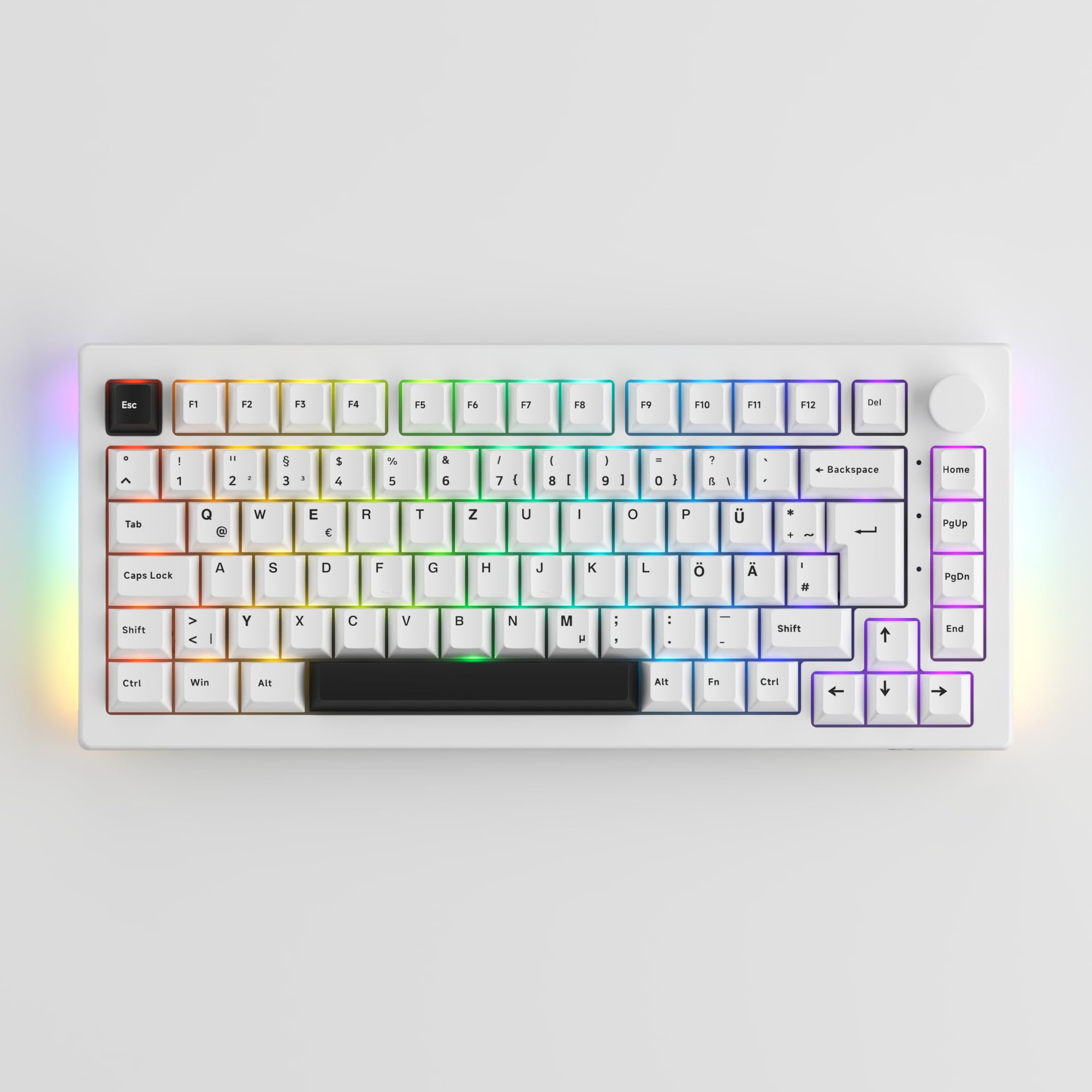 Akko 5075B Plus Mechanical Gaming Keyboard - 84 Key Gasket Mount, Multilingual ISO Layout, Programmable Rotary Knob, Hot-Swappable Tactile Switches, Cherry PBT Keycaps (Black & White) - Perfect for PC Gaming, Office Work & Typing Enthusiasts