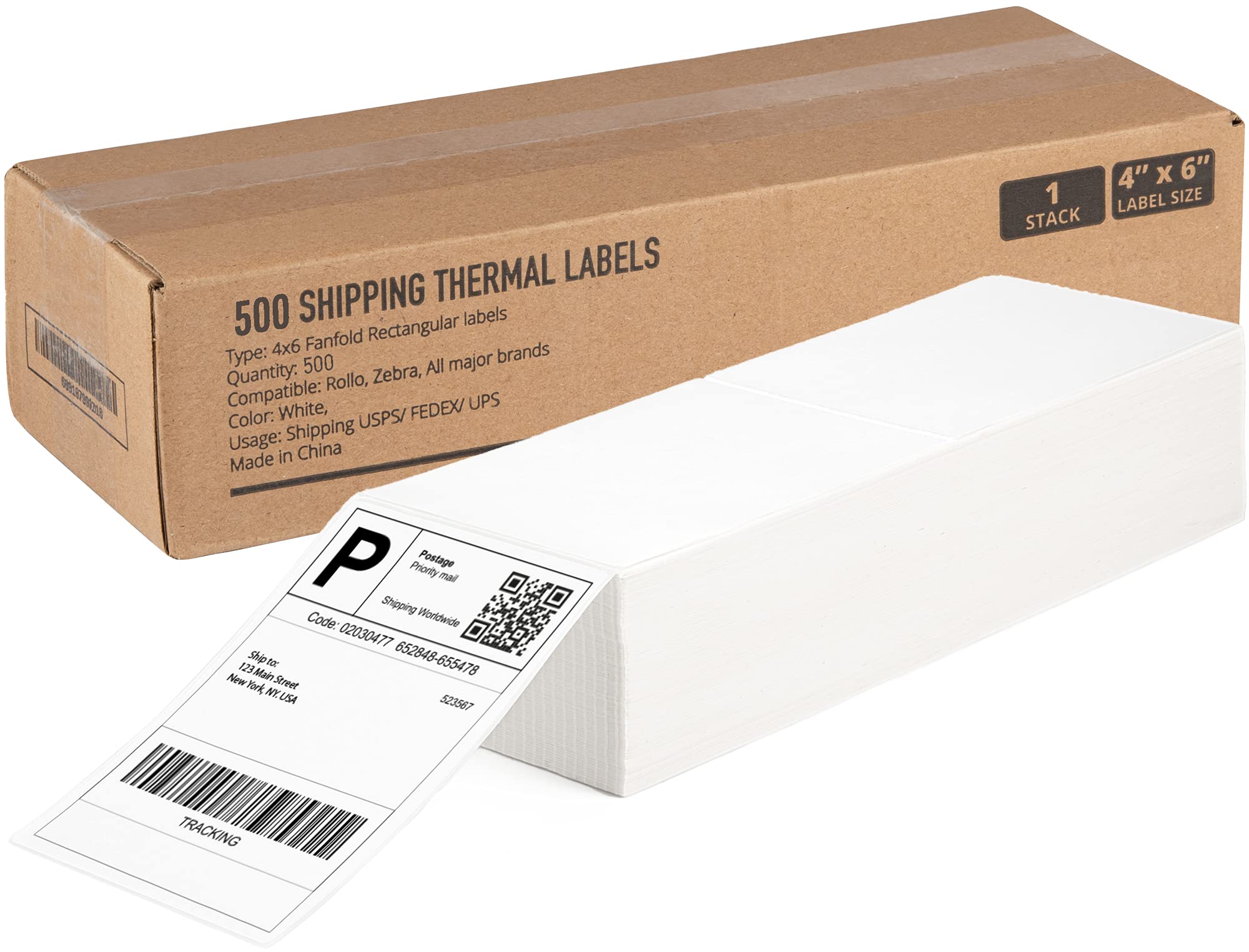 4 x 6 Inch Thermal Shipping Labels - 500 Pack Perforated Sticker Paper for Thermal Printers | Easy Peel Small Business Barcode Labels | Perfect for Ecommerce, USPS, UPS & FedEx Packages by MeLabels
