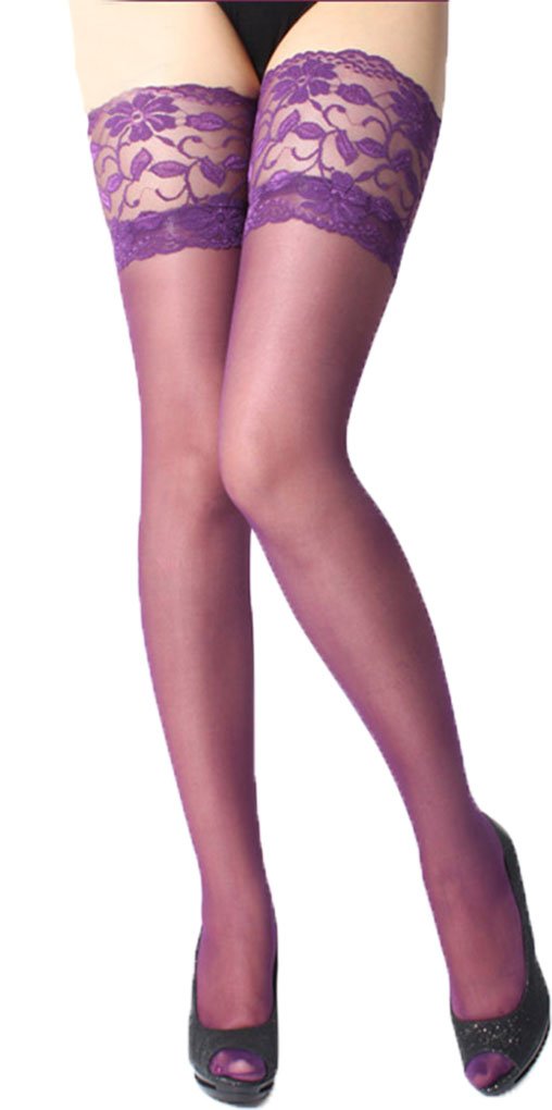LinvMe Women's Sexy See-Through Lace Top Thigh High Stockings - Sheer Lingerie for Date Night & Boudoir Photography