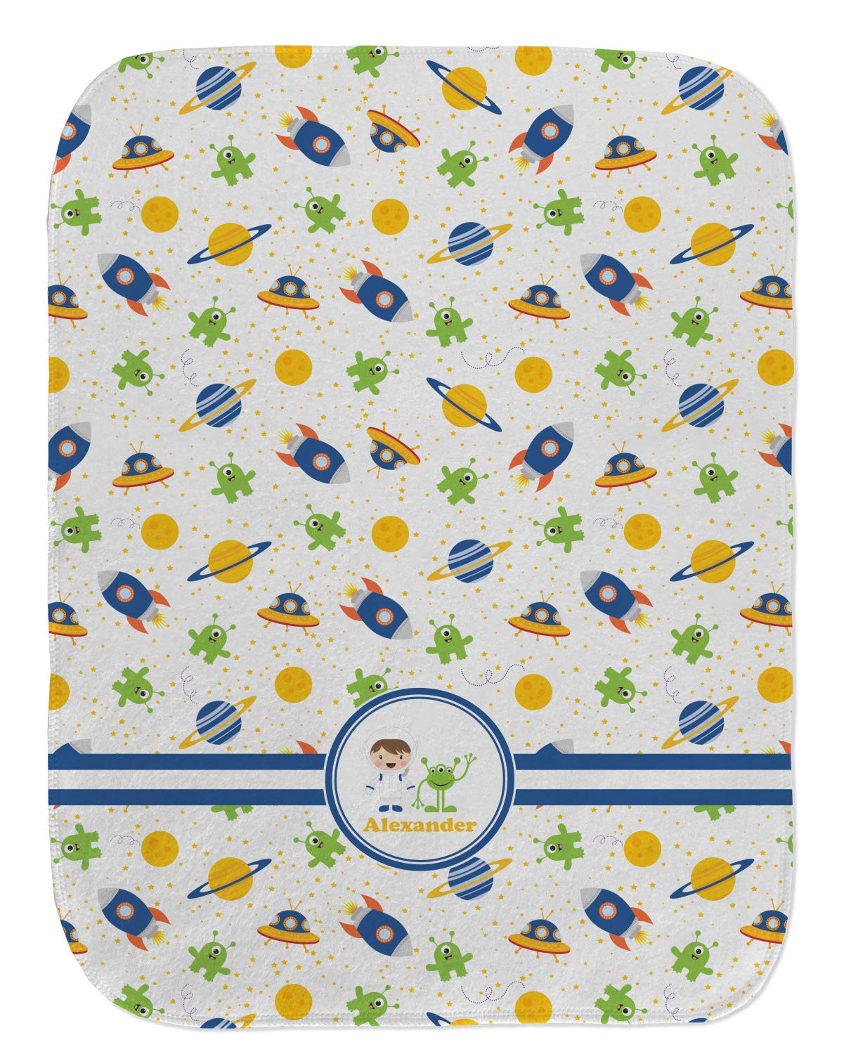 Personalized Boys Space Burp Cloth - Fleece with Name for Baby Shower