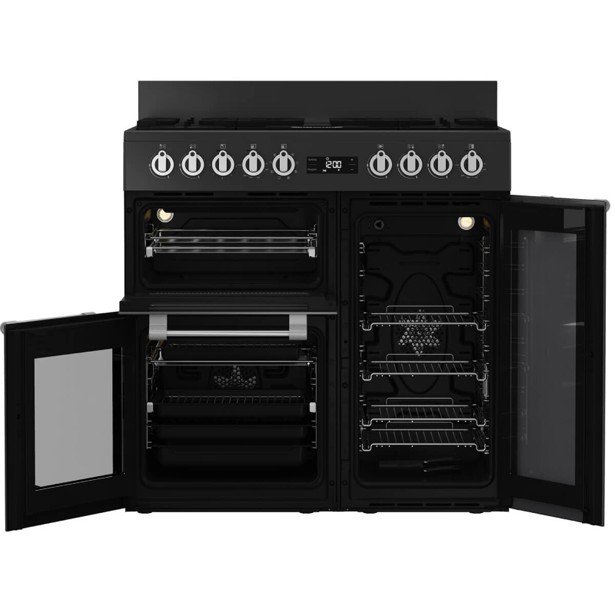 Beko 90cm Freestanding Dual Fuel Range Cooker - 5 Burner Gas Hob & Electric Oven, Anthracite (BRC916GMAN) | Perfect for Modern Kitchens, Baking & Family Cooking