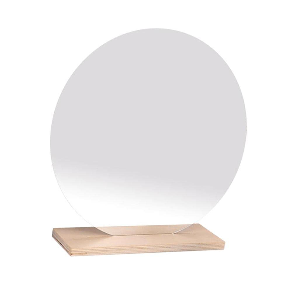 FAKEME Irregular Aesthetic Mirror - Funky Acrylic Vanity Mirror with Wooden Stand, Frameless Wavy Design for Desk & Bedroom Decor (19.7x7cm, 21.5cm Height) - Perfect for Makeup Vanity, Boho Room Decor & Instagram Aesthetic Photos