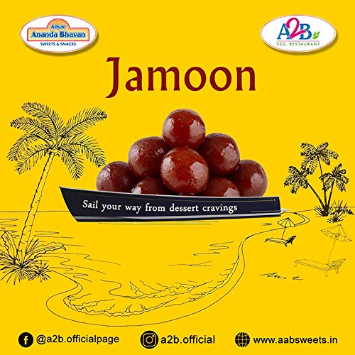 A2B Gulab Jamun Indian Sweet Dessert in Tin - 2 Pack (500g Each) | Authentic Adyar Anand Bhavan Sweets | Perfect for Festivals, Diwali Gifts & Tea Time Snacks