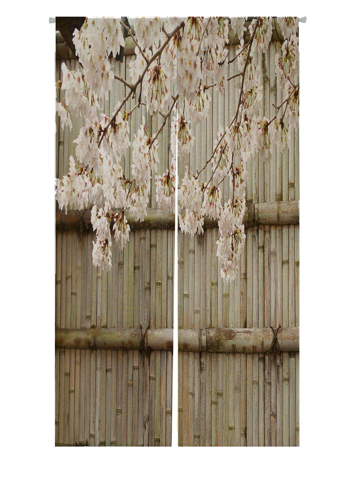 ABPHQTO Japanese Cherry Blossom Noren Curtain - Traditional Sakura Design Cotton Linen Doorway & Window Treatment (85x120cm) for Home Decor, Tea Room, or Asian-Inspired Interior