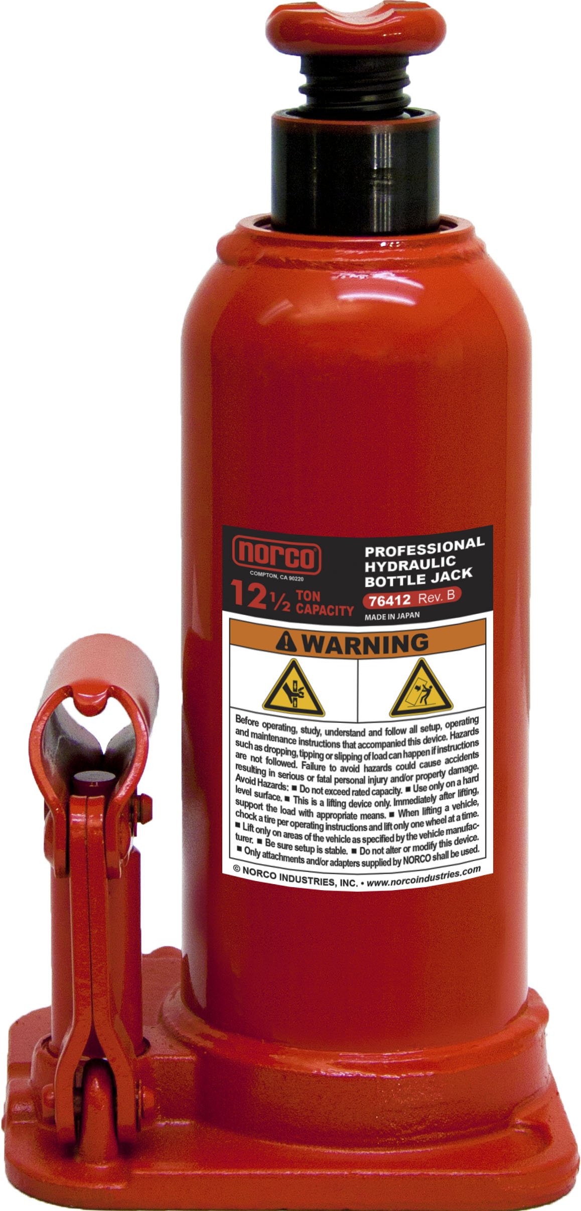 Norco 76412A 12 Ton Heavy Duty Standard Bottle Jack - Professional Lifting Equipment for Automotive Repair, Construction, and Industrial Use