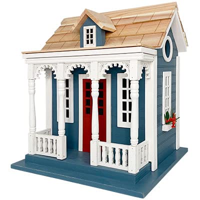 Blue Bristol Cottage Bird House for Garden & Outdoor Decor - Attract Wild Birds to Your Backyard