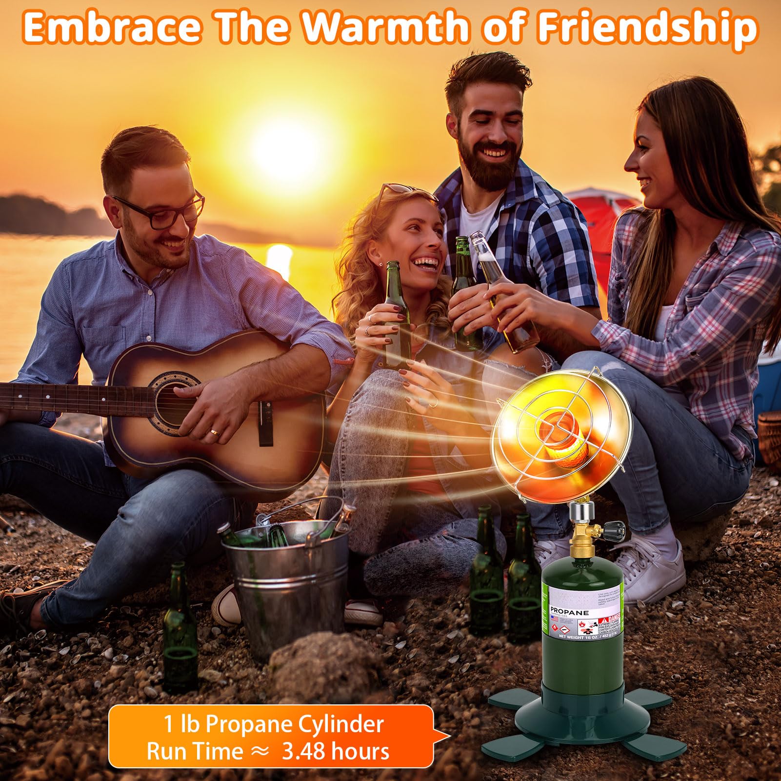 Portable 6200 BTU Propane Heater with Control Valve - Foldable Gas Tank Holder for Camping, Hunting, Fishing, Tent, Garage, Patio & Backyard Use - Ideal for Outdoor Adventures & Space Heating