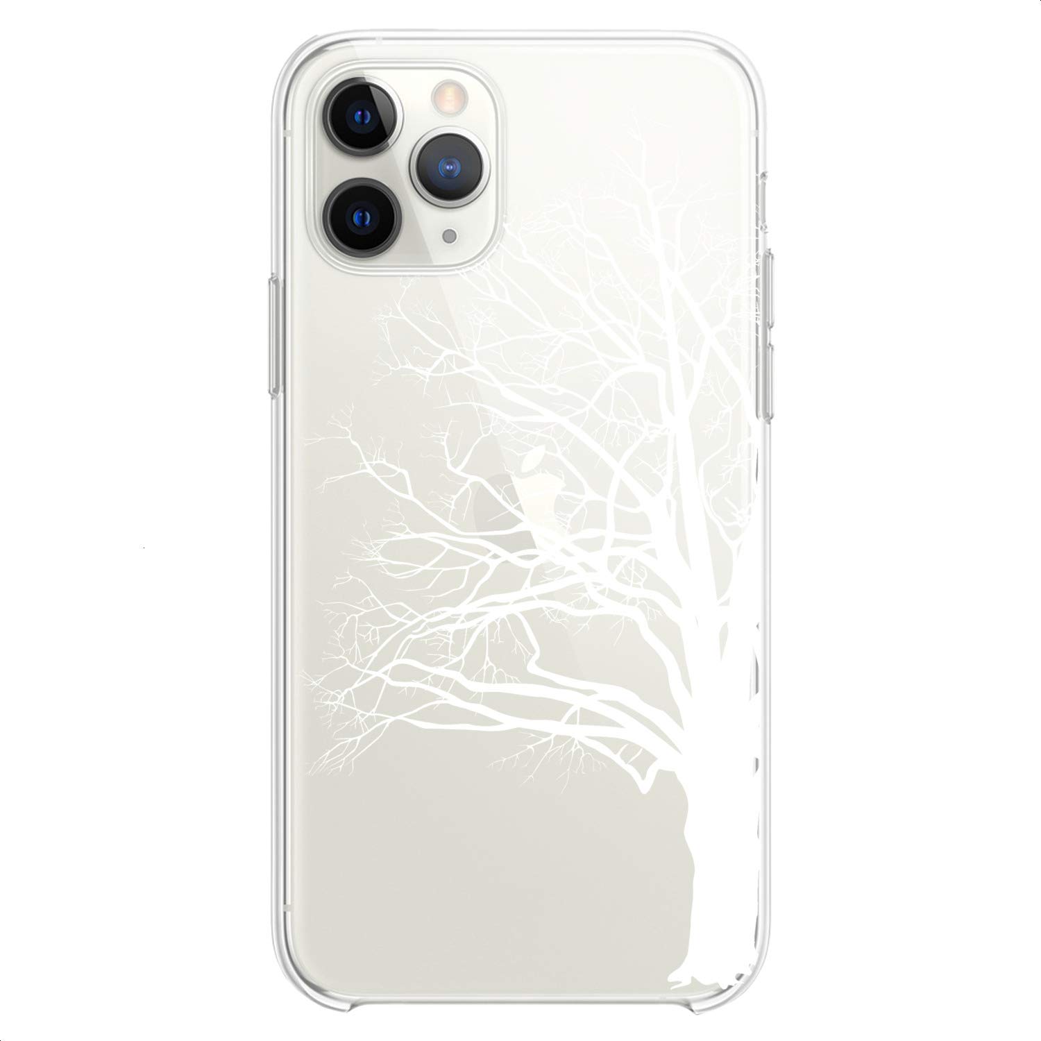 Premium TPU Phone Case for iPhone 16/15/14/13/12/11 Pro Max/Plus/Mini/XS/XR/X/8+/7/6/5/SE - Slim Flexible Silicone Cover with Nature Tree Art Design (Cute Clear White) - Perfect for Daily Protection & Style Enhancement