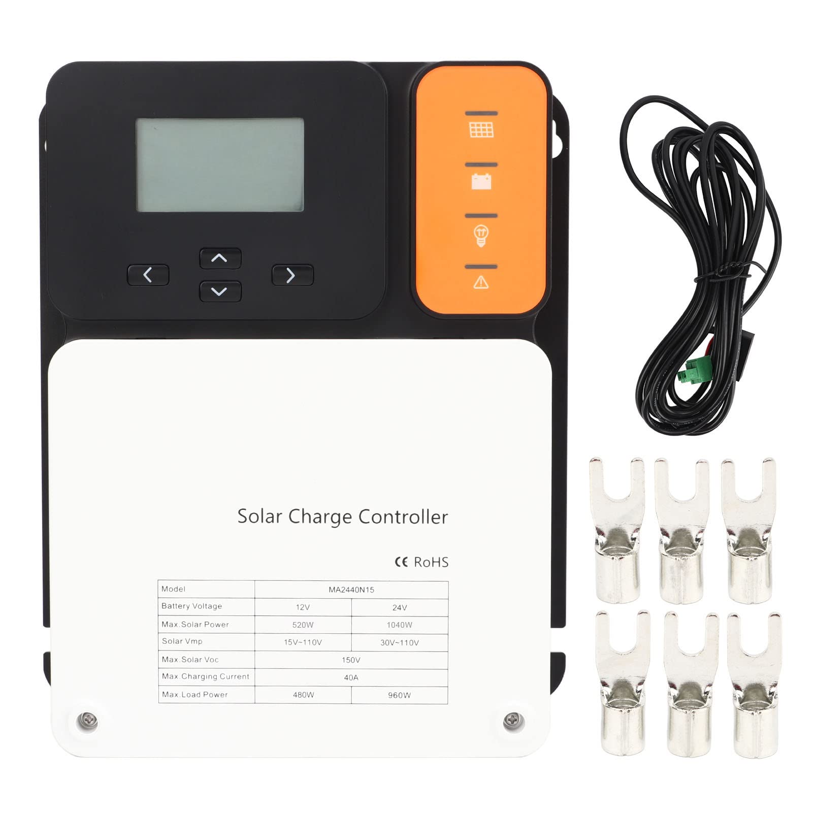 40A MPPT Solar Charge Controller 12V/24V Auto - 99.9% High Efficiency with Charge/Discharge Protection - Compatible with Solar Panels & Batteries for Off-Grid PV Systems - Perfect for RV, Marine, Cabin & Home Solar Power Management