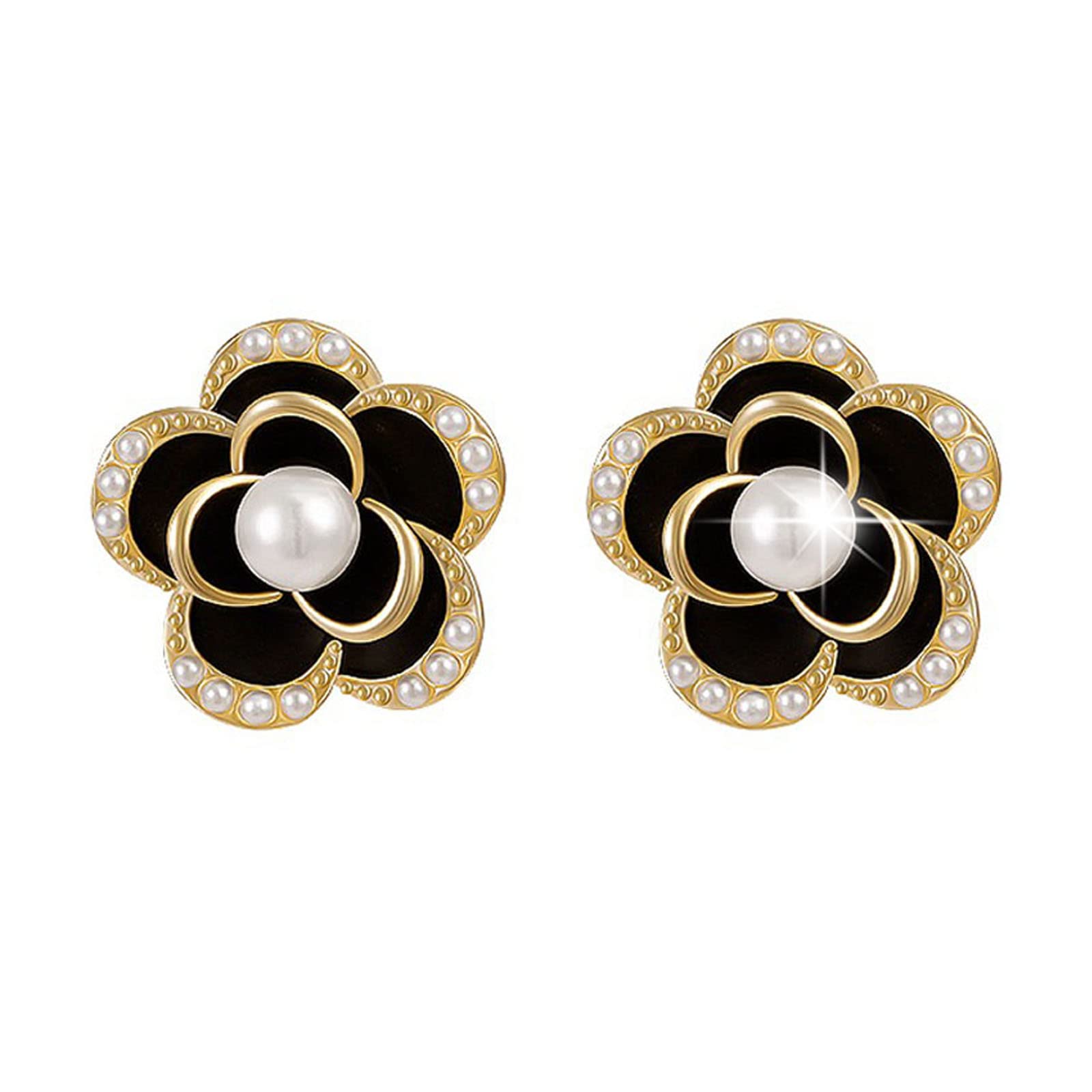 925 Sterling Silver Imitation Pearl Stud Earrings for Women - Elegant Black Pearl Earrings for Daily Wear, Office & Special Occasions