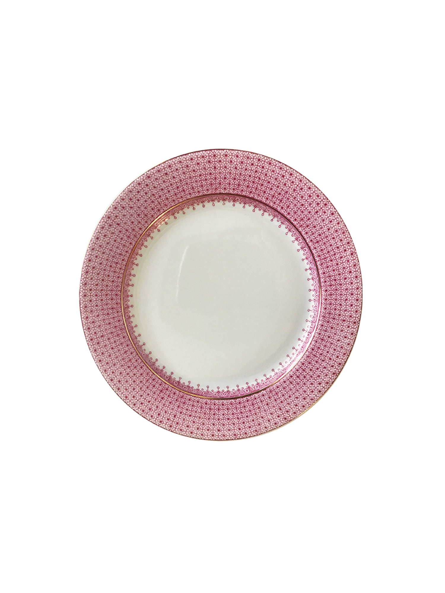 Elegant Pink Lace Salad Plate Set - 8 Inch Decorative Dessert Plates for Party, Wedding, Tea Time & Special Occasions - Dishwasher Safe Fine China Appetizer Plates