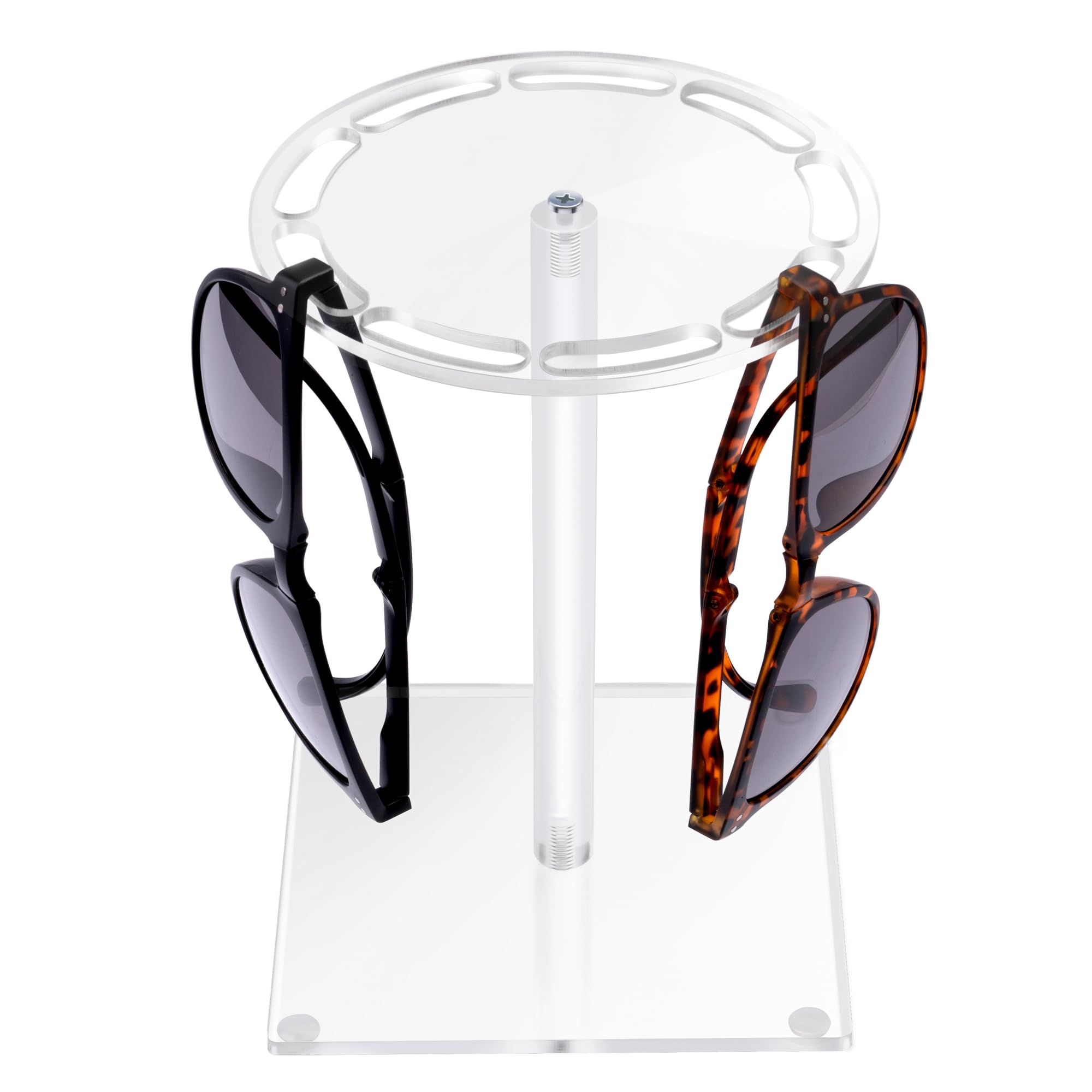 360° Rotating Acrylic Sunglasses Organizer - Clear Eyeglass Holder Stand for Desk, Dresser & Tabletop | Eyewear Display Rack for Home, Office & Retail Store Organization