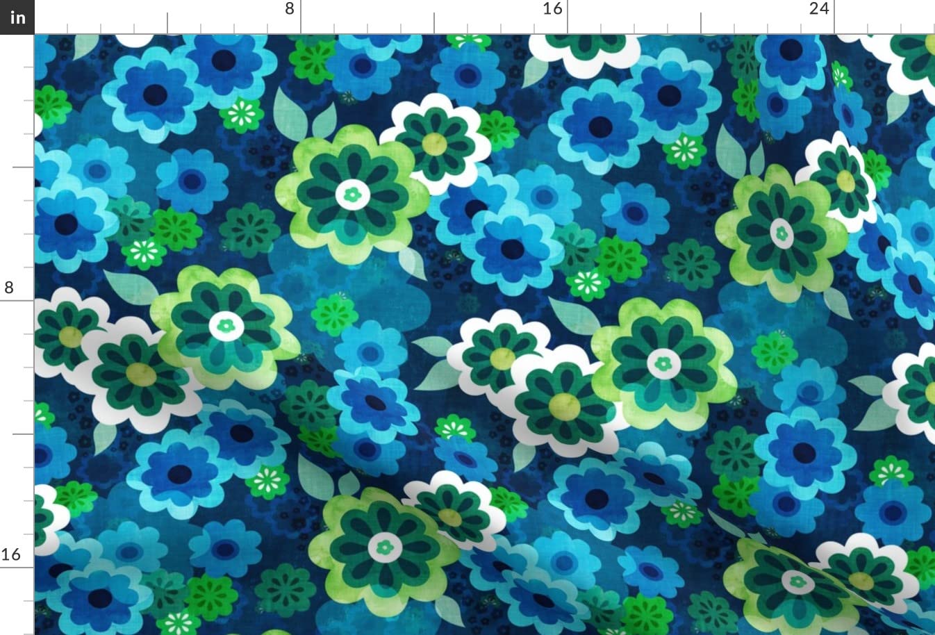 Retro Daisy Green Jewel Printed Minky Fabric by The Yard - Soft Plush Material for Sewing Baby Blankets, Quilt Backing & DIY Projects - Perfect for Nursery Decor, Gift Making & Home Crafts