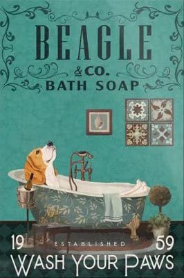 Beagle Sign - Vintage Coffee & Bar Wall Art Decor Painting 8x12 Inch - Retro Coffee Poster for Cafe, Home, Office & Restaurant Decor
