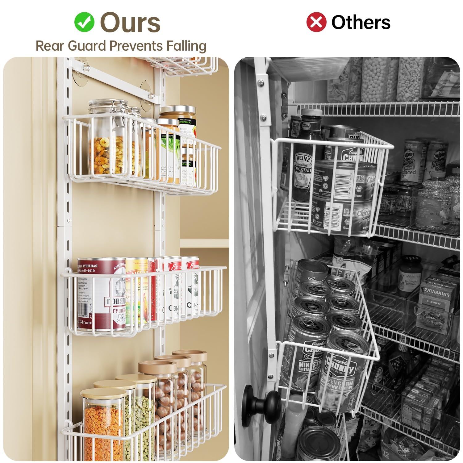8-Tier Adjustable Hanging Spice Rack Organizer - Over The Door Cabinet Storage Shelf for Kitchen, Pantry, Bathroom & Laundry Room | Space-Saving Metal Shelf Organizer | Perfect for Spices, Toiletries & Cleaning Supplies (White)