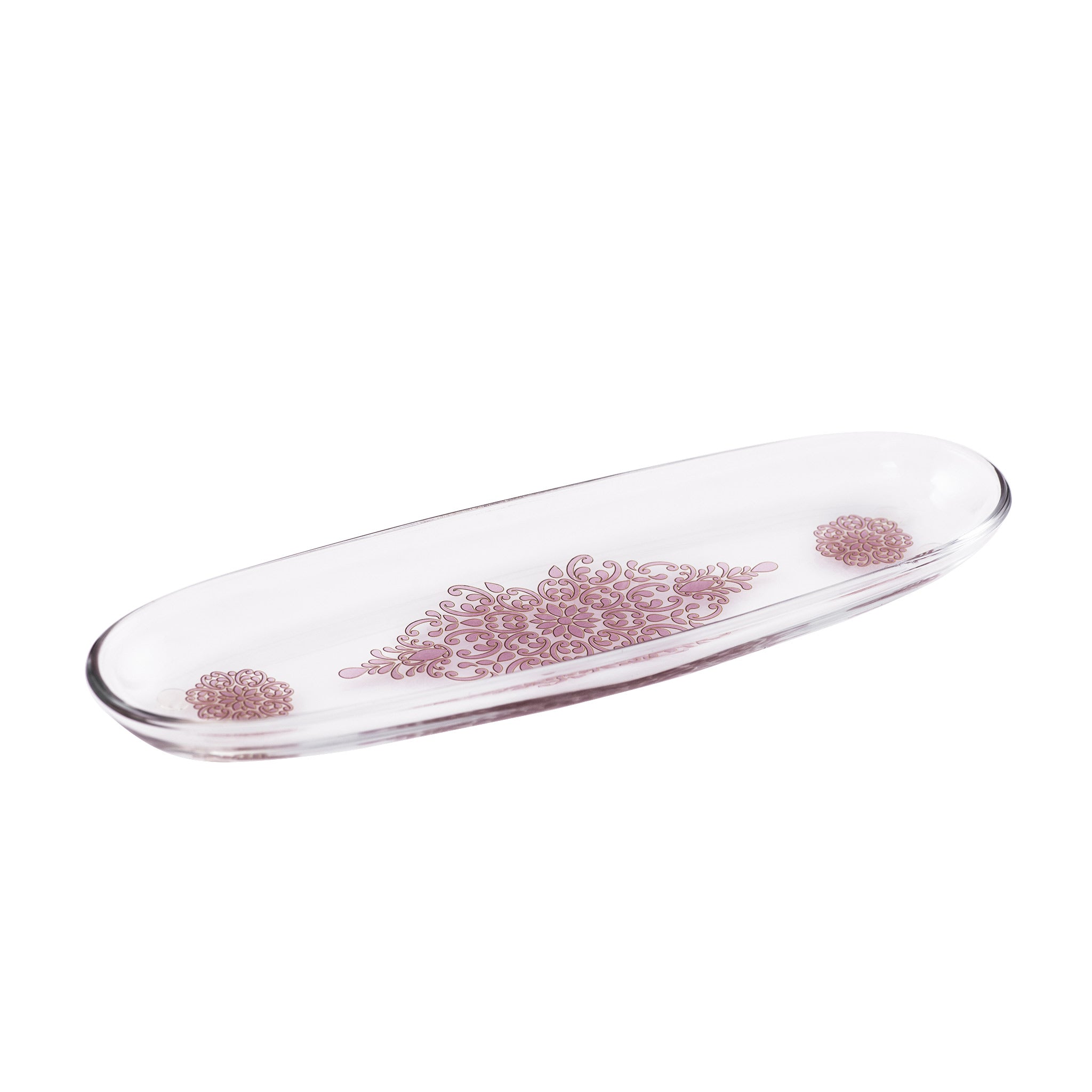 Dimlaj Selena Large Oval Plate - Gold & Pink Decorative Serving Dish for Dining, Parties & Home Decor