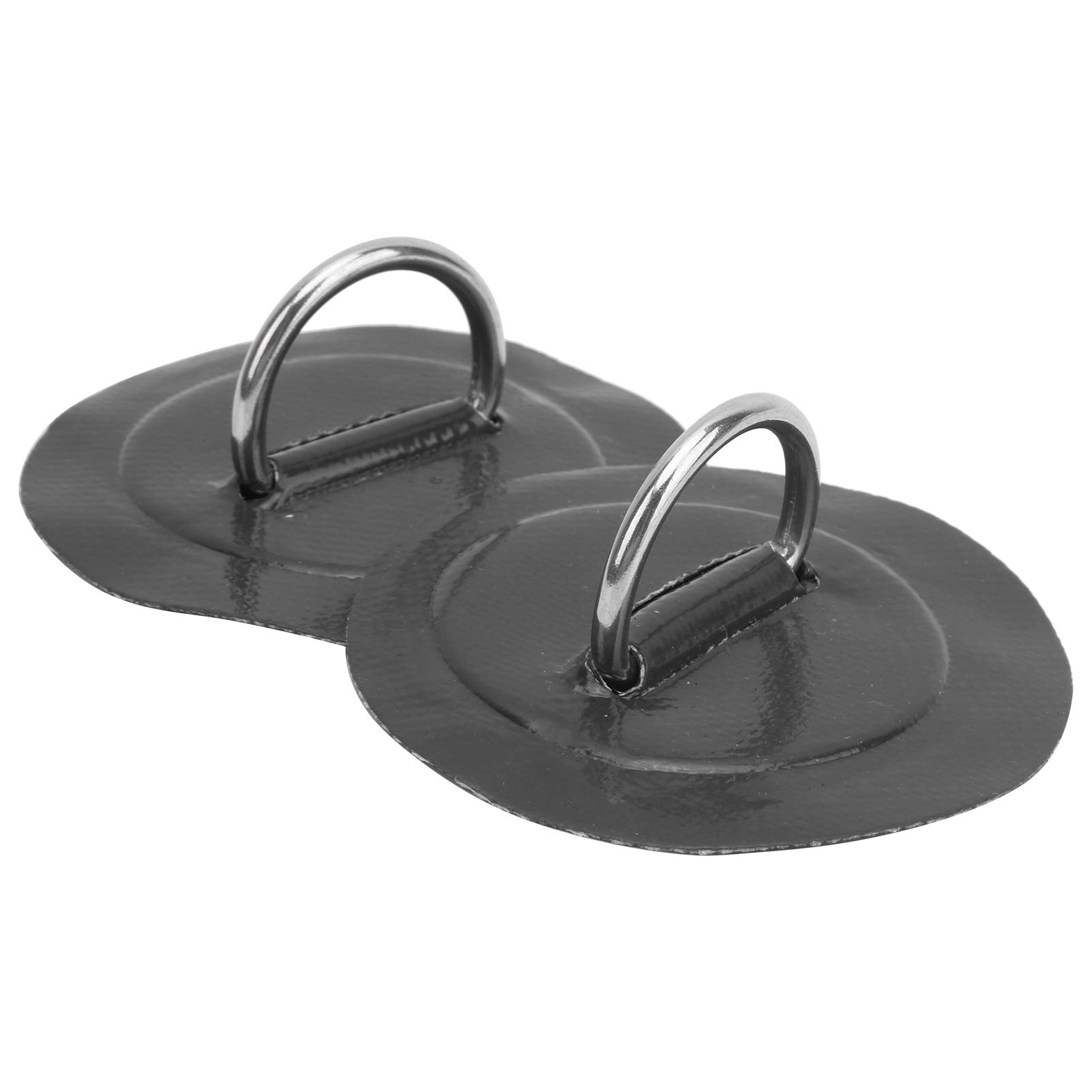 SUNGOOYUE 2-Pack Inflatable Boat D-Ring Patch - Heavy Duty PVC Marine Stainless Steel Buckle for Kayak, Raft, Dinghy - Perfect for Boat Repair & Watercraft Accessories (Black)