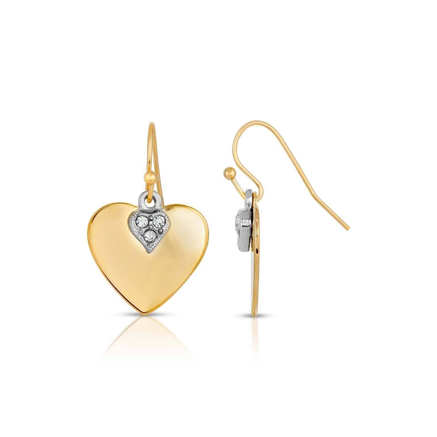 1928 Jewelry Clear Crystal Heart Earrings for Women - Elegant Dangle Drop Earrings for Valentine's Day, Wedding, Anniversary & Special Occasions