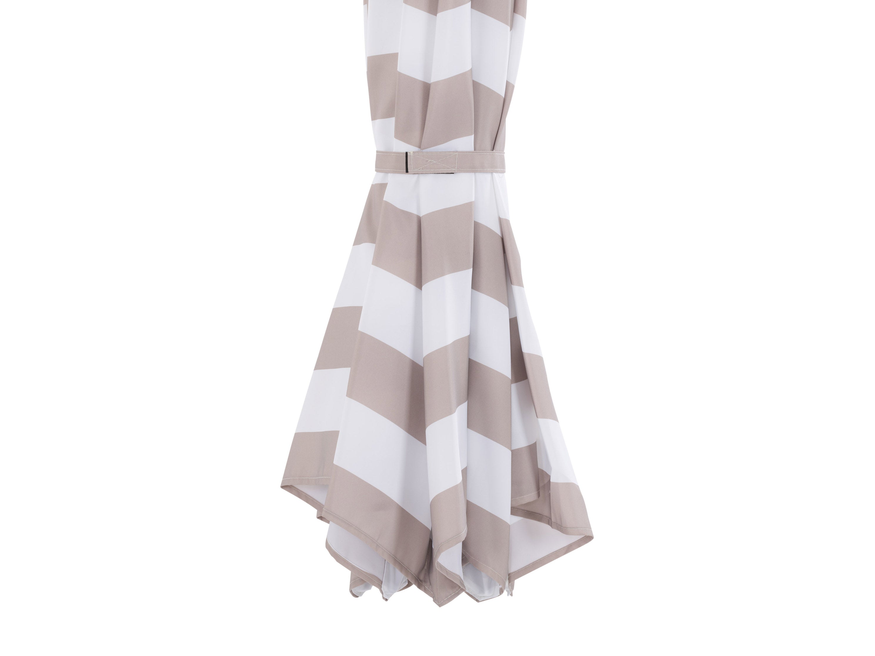 10ft Striped Offset Umbrella in Taupe and White - Perfect for Patio, Poolside, and Outdoor Dining Areas