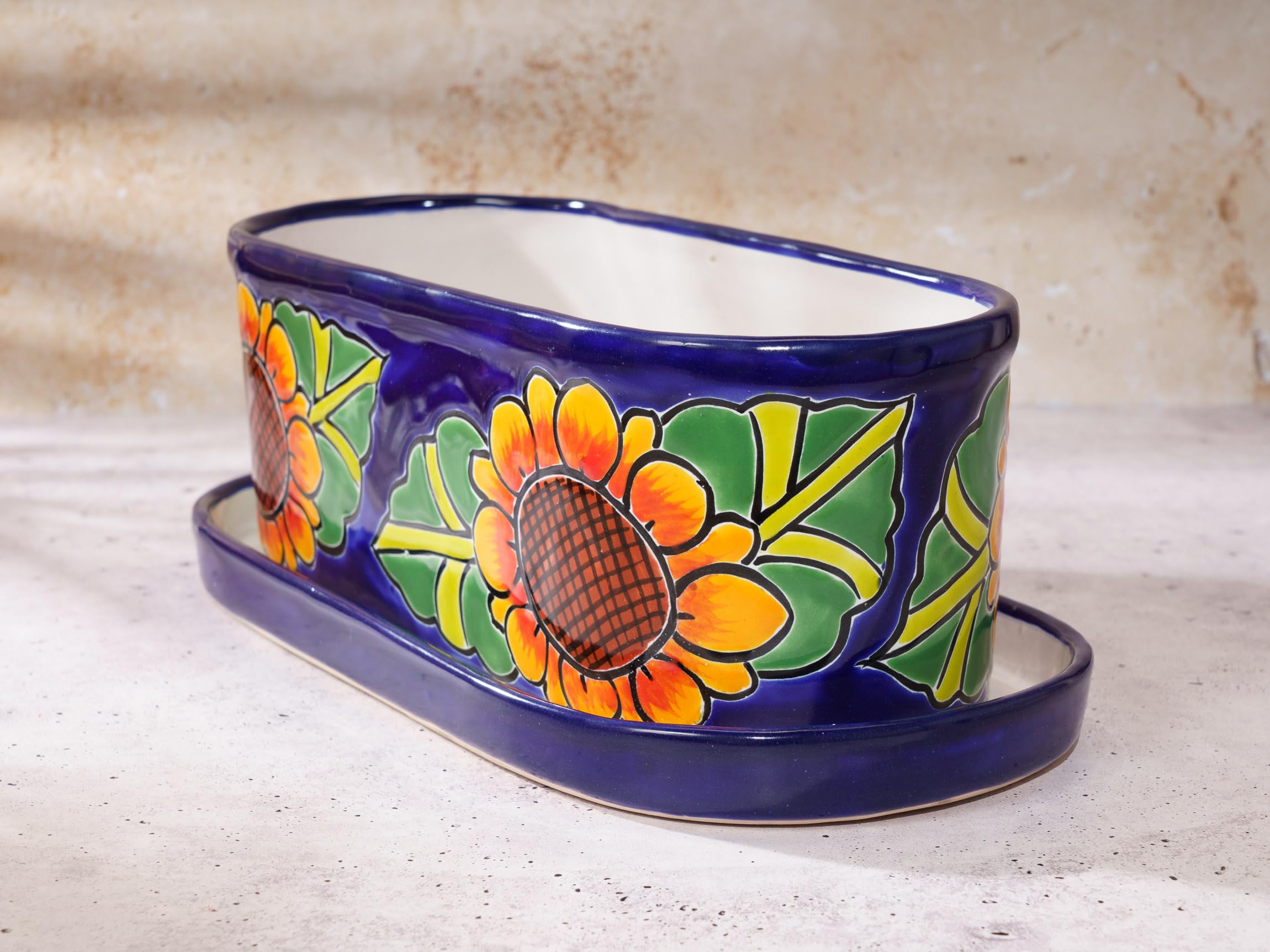 Handmade Mexican Talavera Ceramic Flower Planter Pot - Large 15
