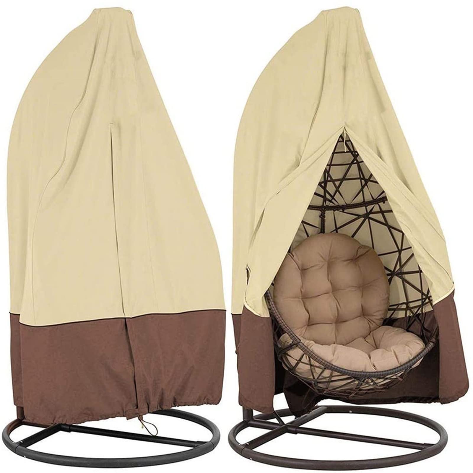 HYCYYFC Waterproof Egg Chair Cover with Zipper - 210D Oxford Fabric Outdoor Swing Chair Cover for Single/Double Hanging Chairs | Dustproof & Weather Resistant | Perfect for Patio, Garden, and Poolside Furniture Protection