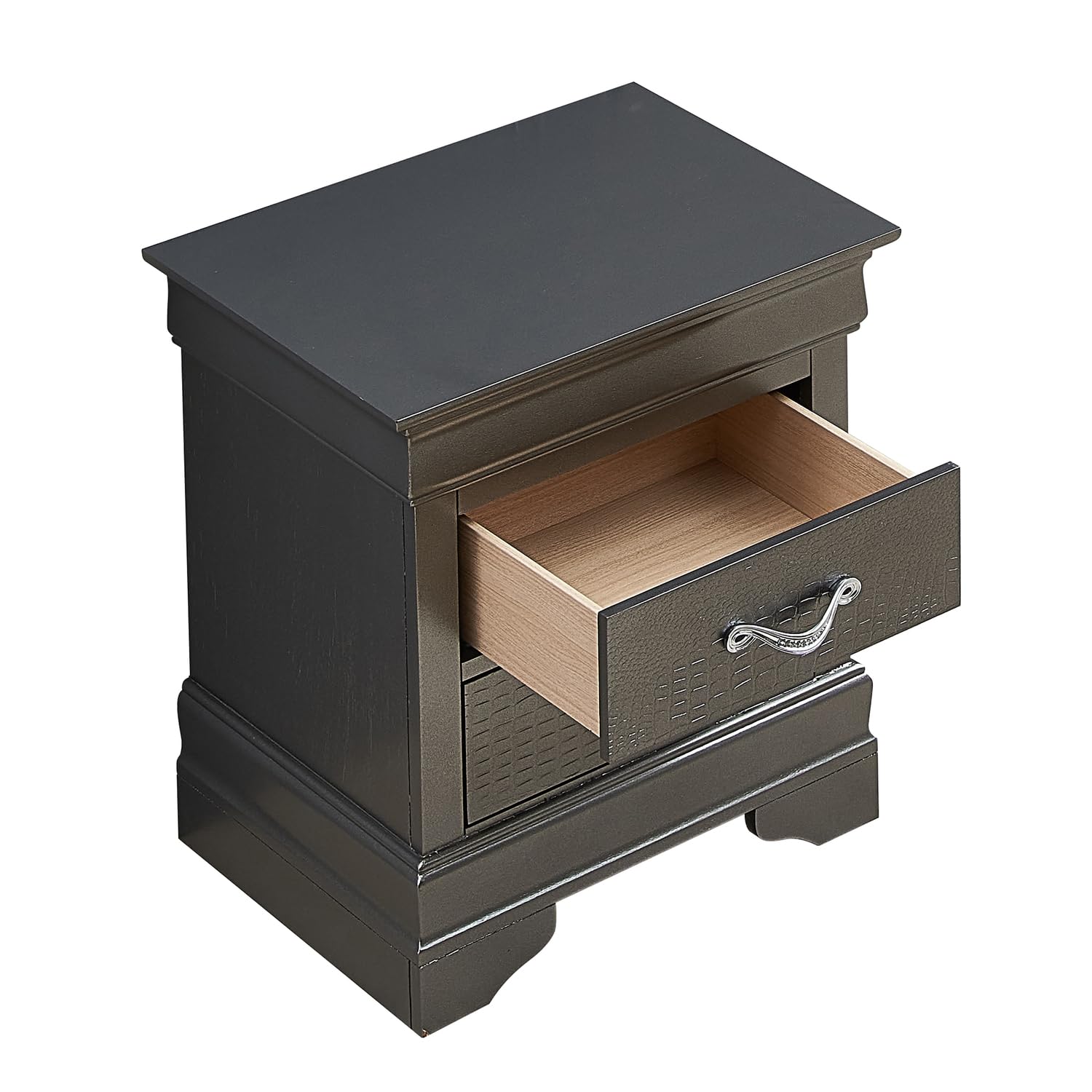 Glory Furniture Lorana 2-Drawer Wooden Nightstand - Charcoal Finish Bedside Table for Bedroom, Living Room & Office Storage