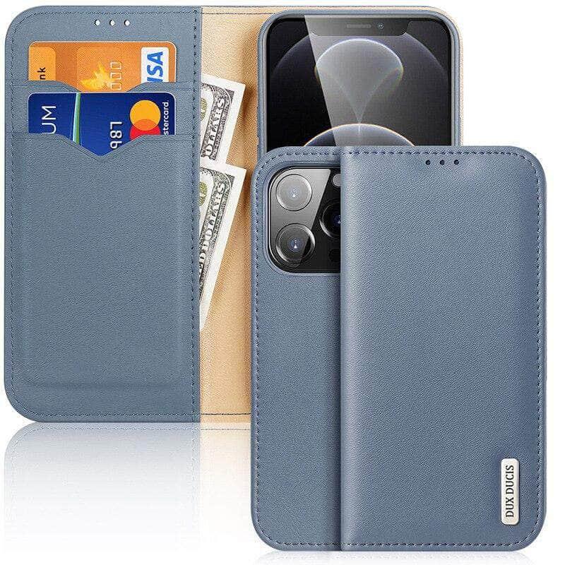 Dux Ducis Genuine Leather iPhone 13 Wallet Case with Card Slots - Slim Protective Phone Cover for Men & Women - Perfect for Business, Travel & Everyday Use