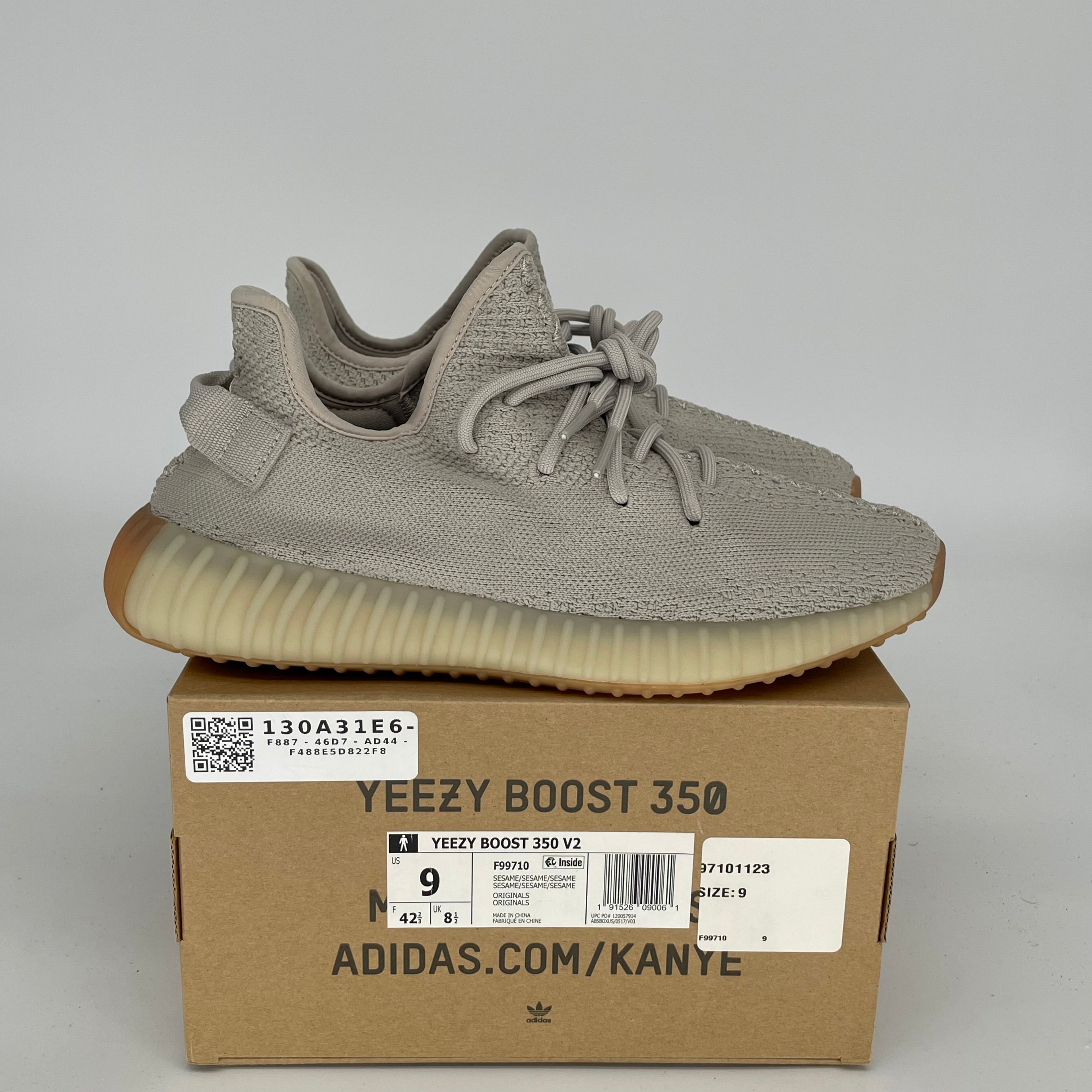 Adidas Yeezy Boost 350 V2 'Sesame' Sneakers - Men's Size 9 [Style Code F99710] | Comfortable Running Shoes & Casual Streetwear for Everyday Wear